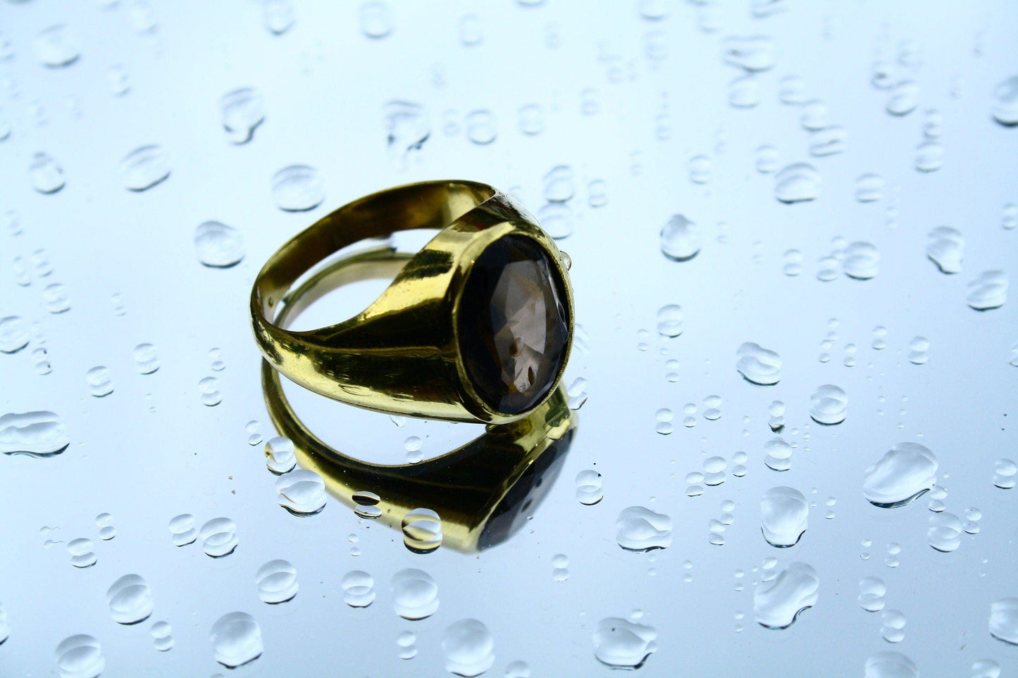 Siegelring mit großem Rauch Topaz, Ring mit Topaz, Unisex Ring RSL5 (top)