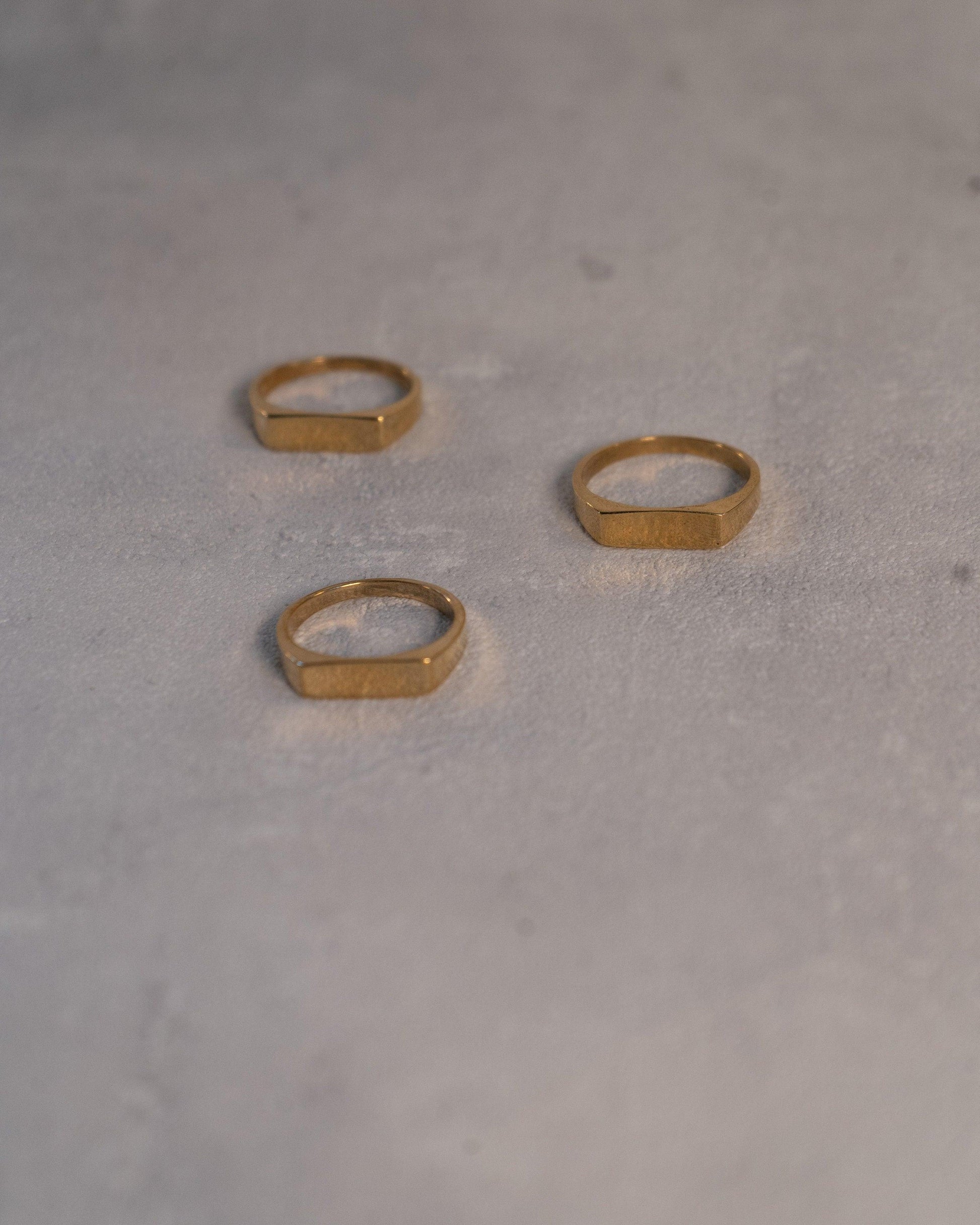 Minimalistischer Messingring, Schlichter Ring, Geometrischer Ring, Abgeflachter Ring - RB7