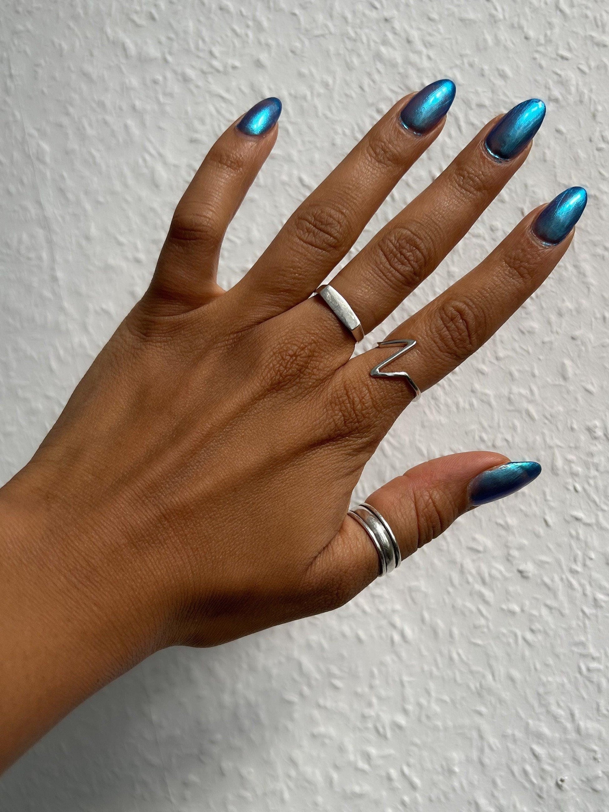 925 Sterling Silber Ring mit EKG-ähnlicher Zick-Zack-Verzierung - Handgefertigtes Minimalistisches Schmuckstück