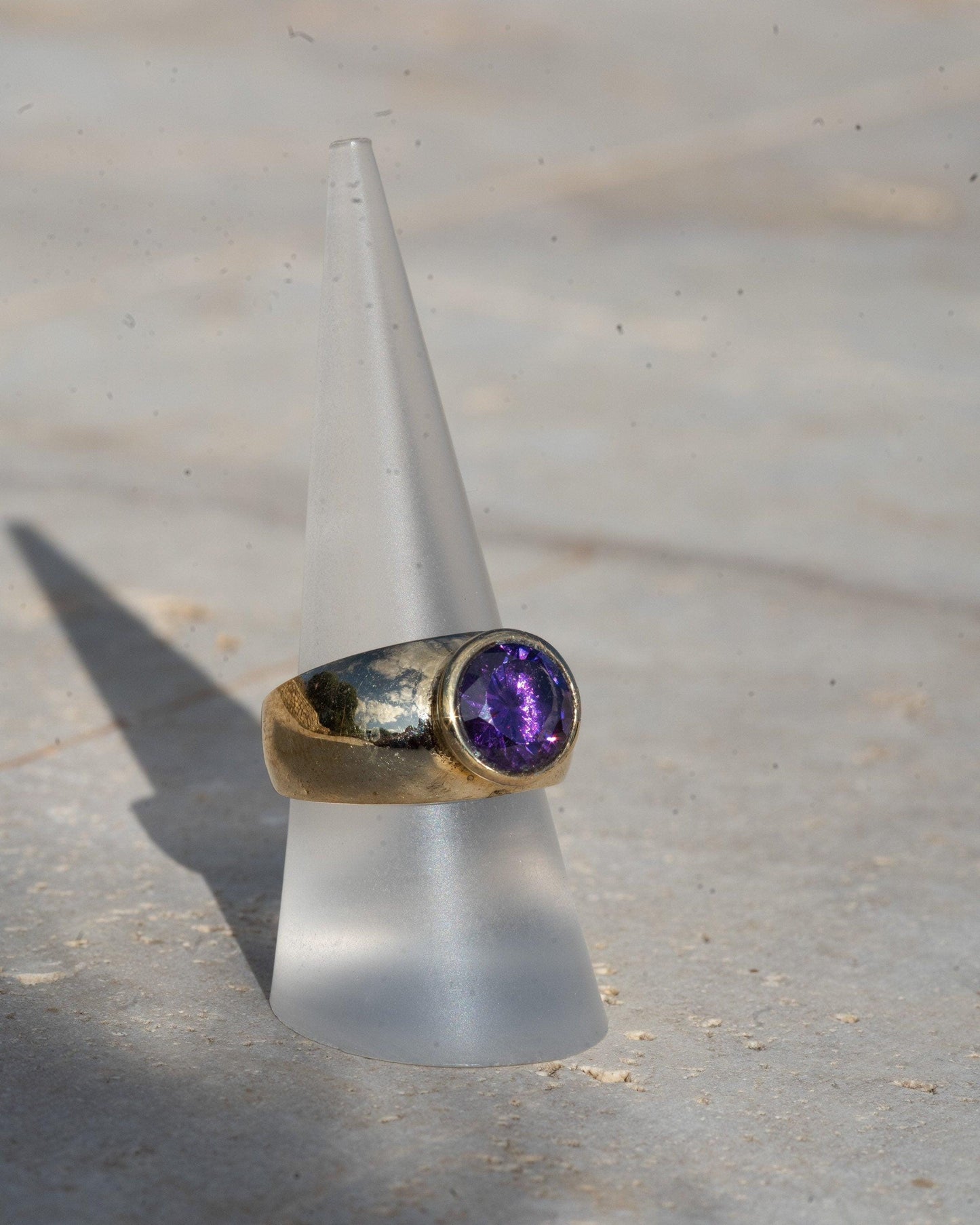 Chunky Amethyst Ring aus Messing - RSL7