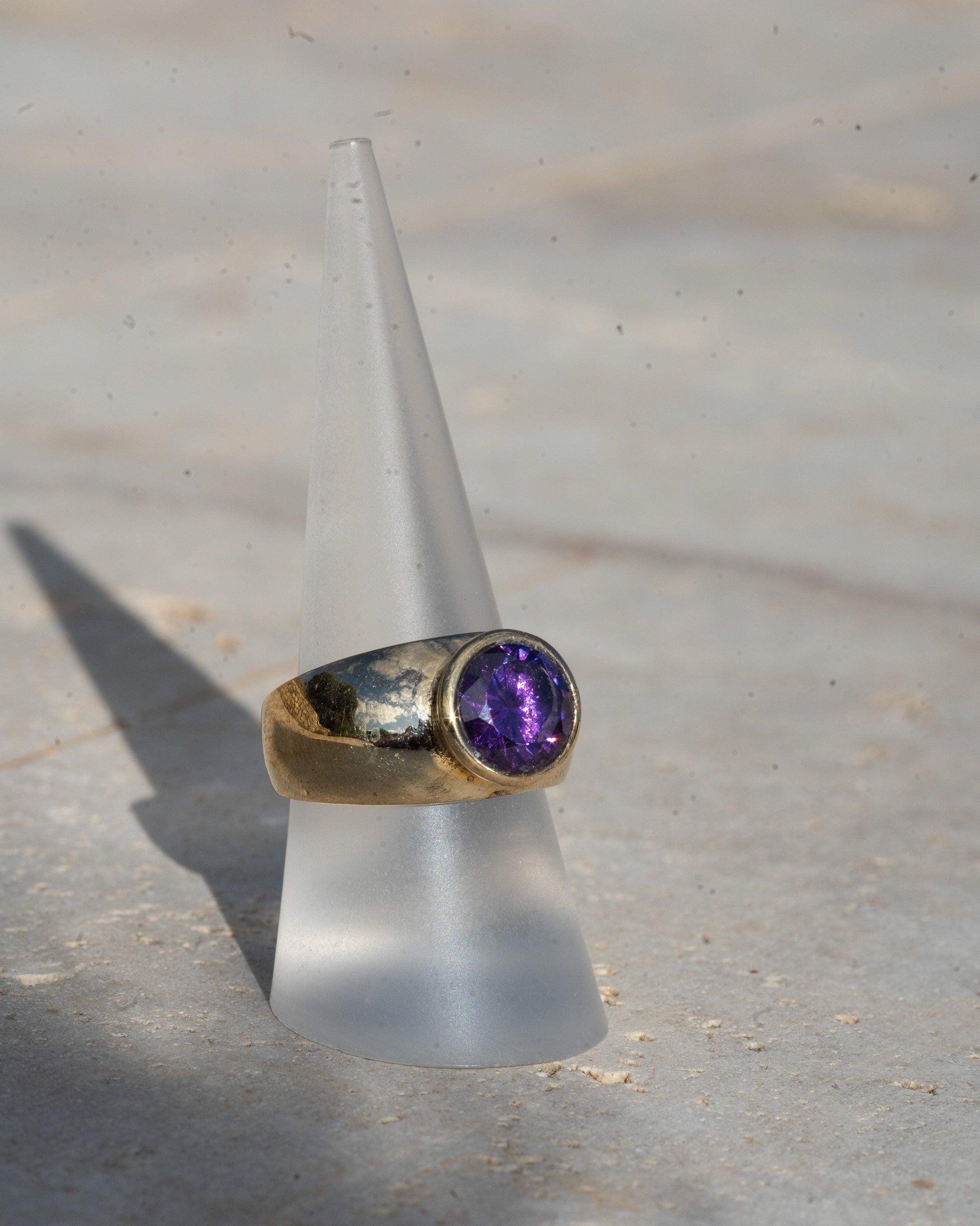 Chunky Amethyst Ring aus Messing - RSL7