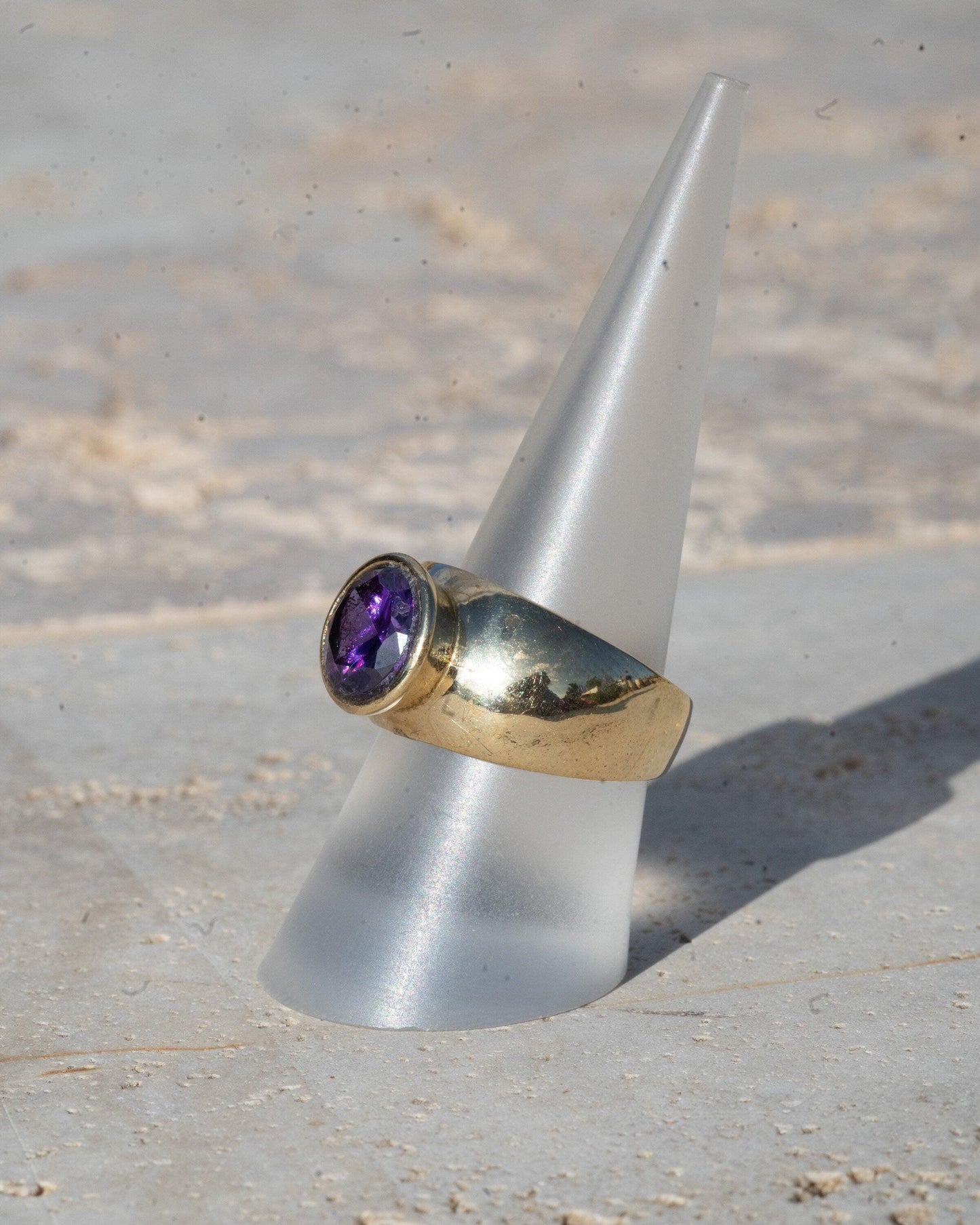 Chunky Amethyst Ring aus Messing - RSL7