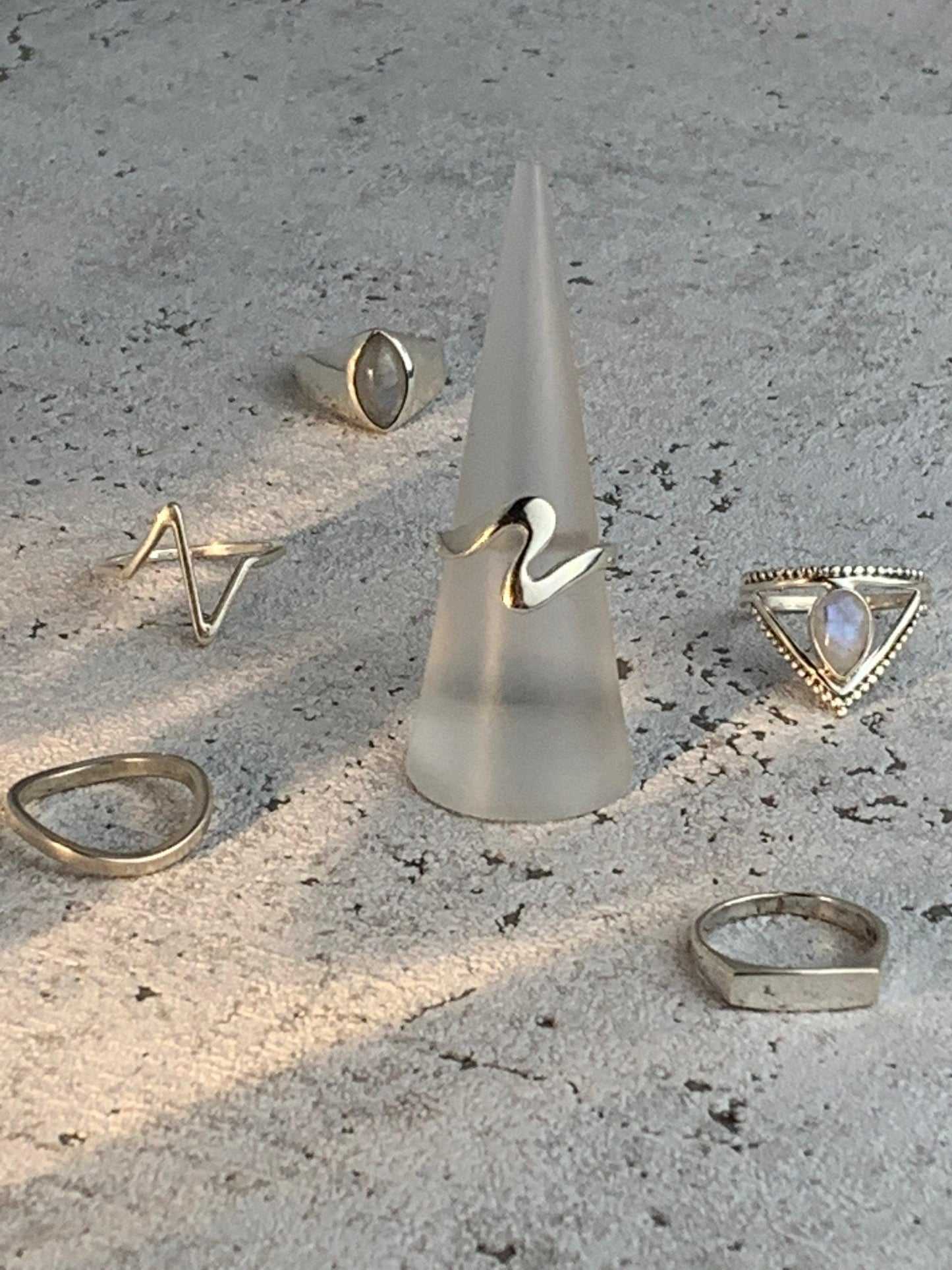 Minimalistischer, abgeflachter Silberring, 952 Sterling Silber
