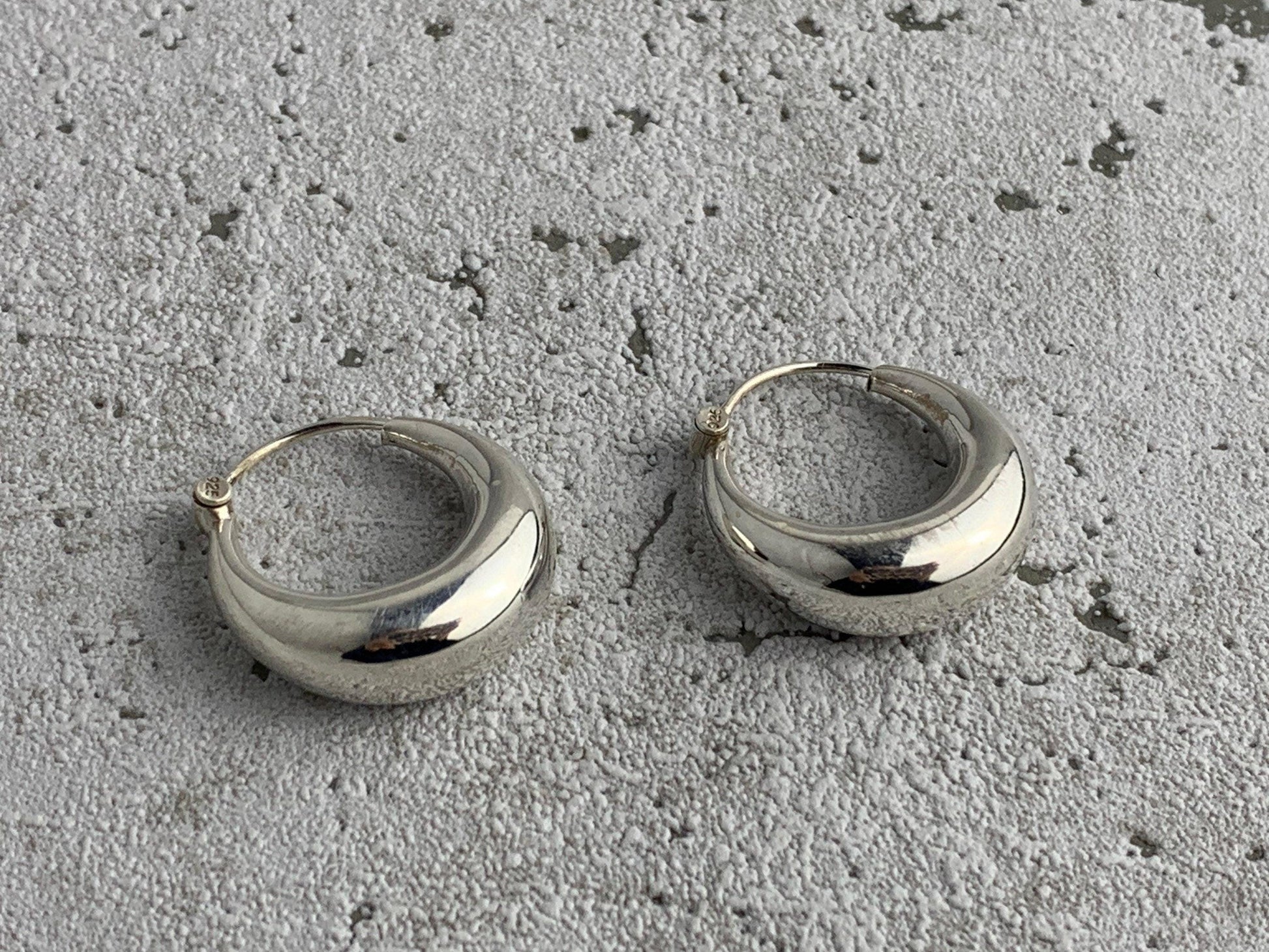 Kleine Chunky Creolen aus Silber, Creolen 925 Sterling Silber
