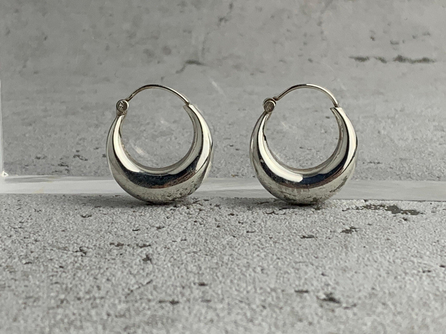 Kleine Chunky Creolen aus Silber, Creolen 925 Sterling Silber