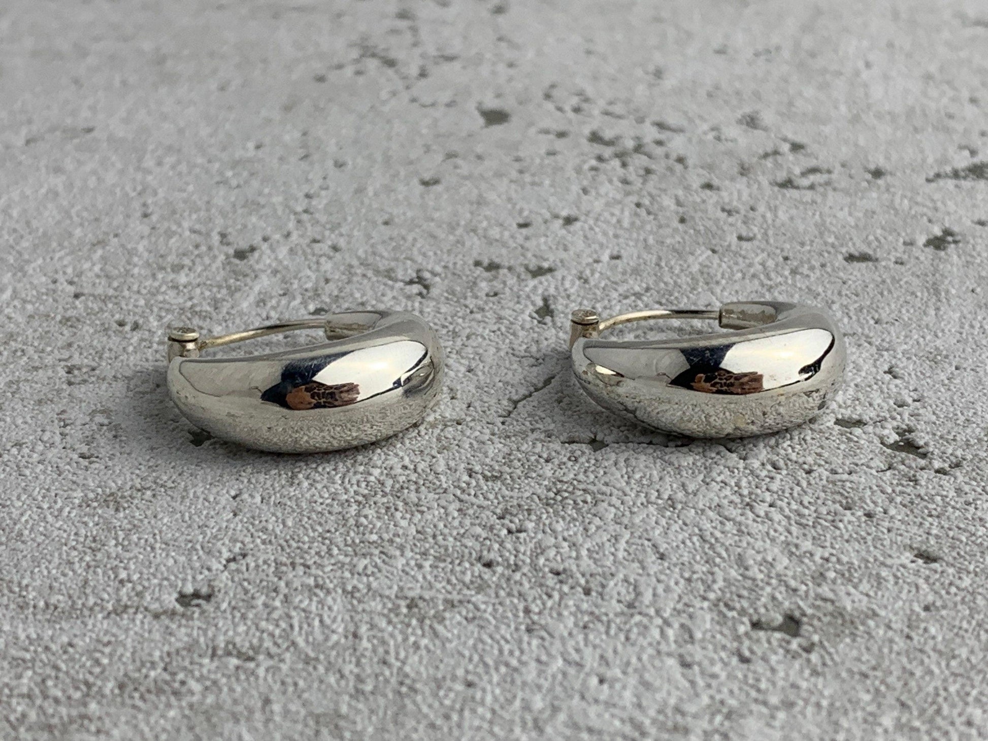 Kleine Chunky Creolen aus Silber, Creolen 925 Sterling Silber