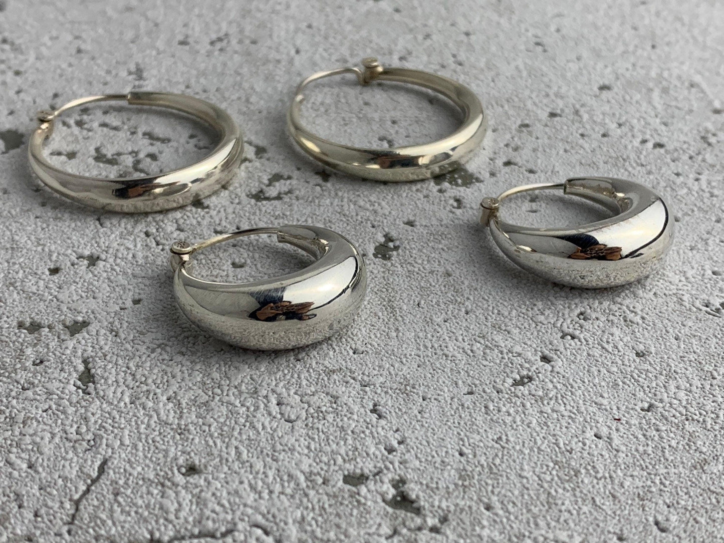 Kleine Chunky Creolen aus Silber, Creolen 925 Sterling Silber