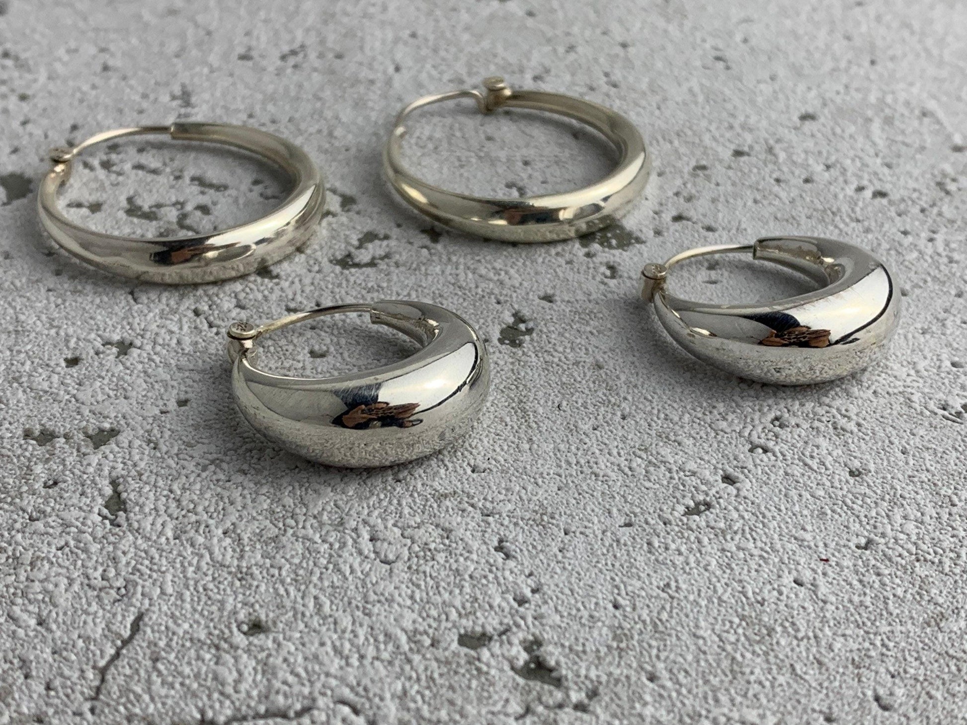 Kleine Chunky Creolen aus Silber, Creolen 925 Sterling Silber