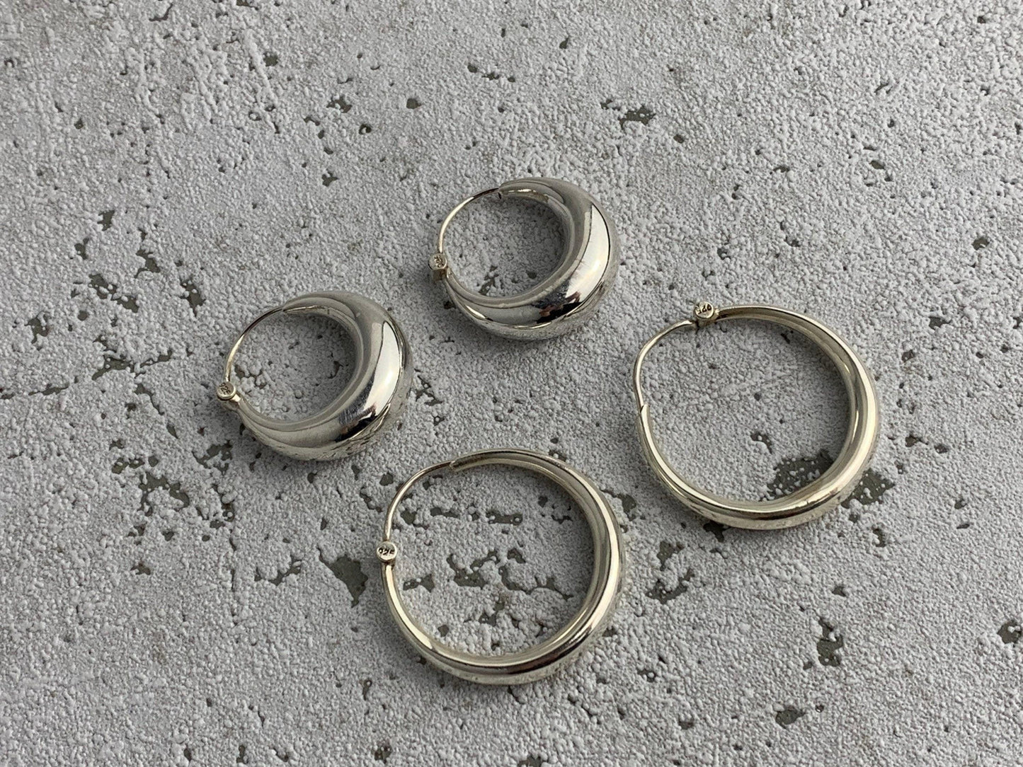 Kleine Chunky Creolen aus Silber, Creolen 925 Sterling Silber