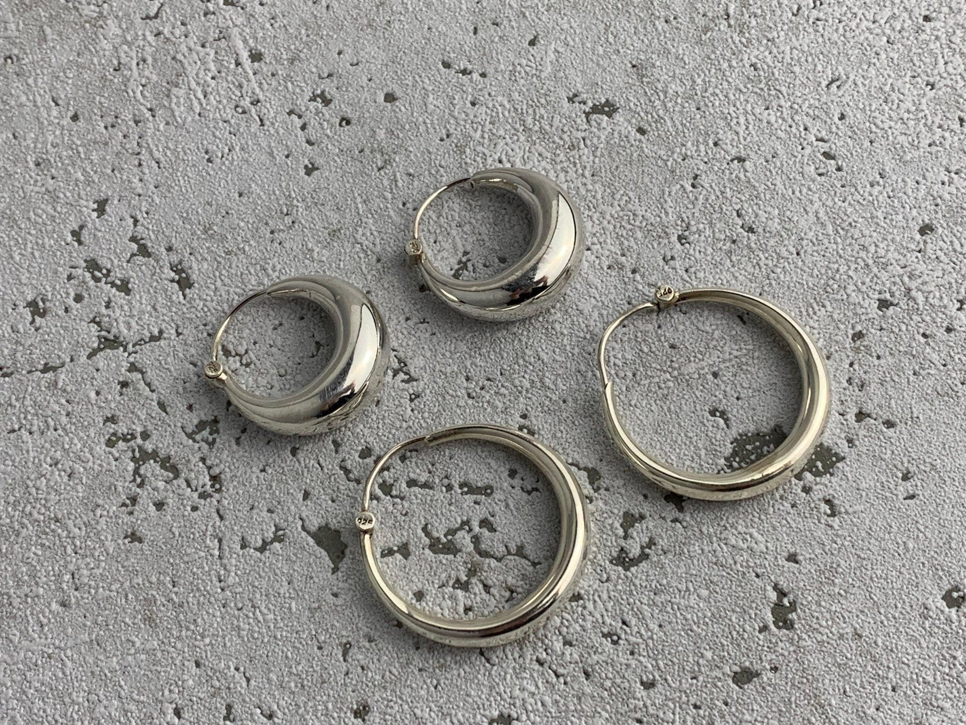 Kleine Chunky Creolen aus Silber, Creolen 925 Sterling Silber