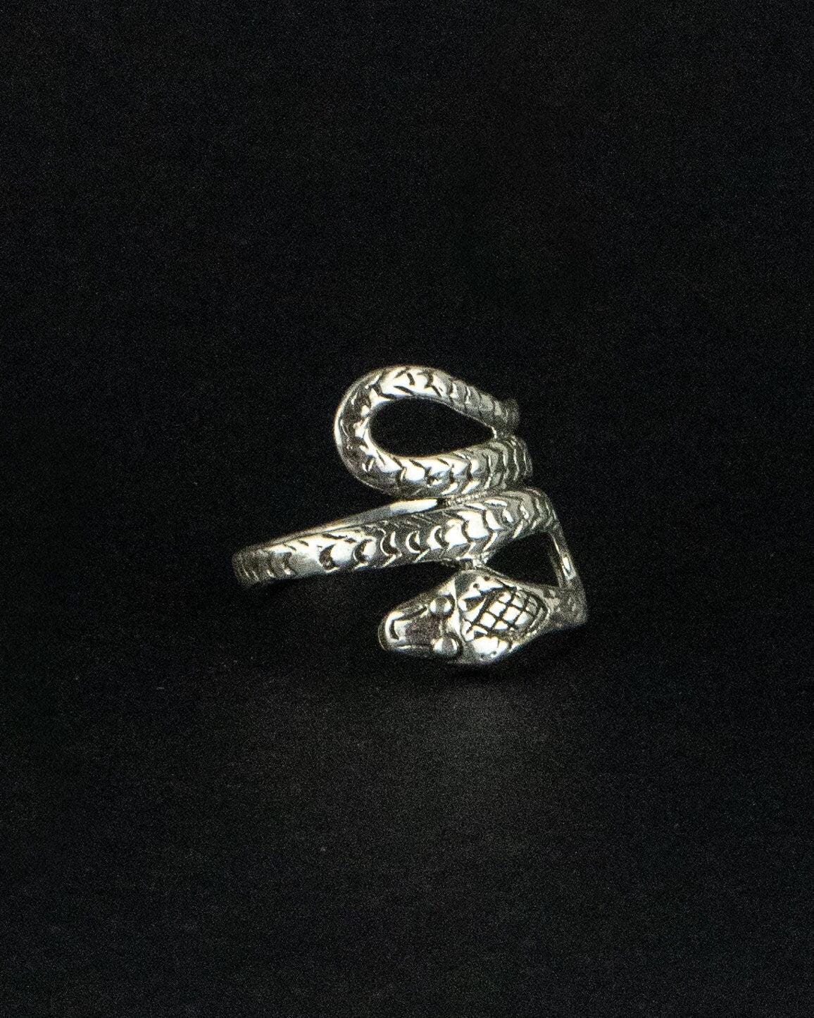 925 Serling Silber Schlangenring , Echter Silberring mit Schlange