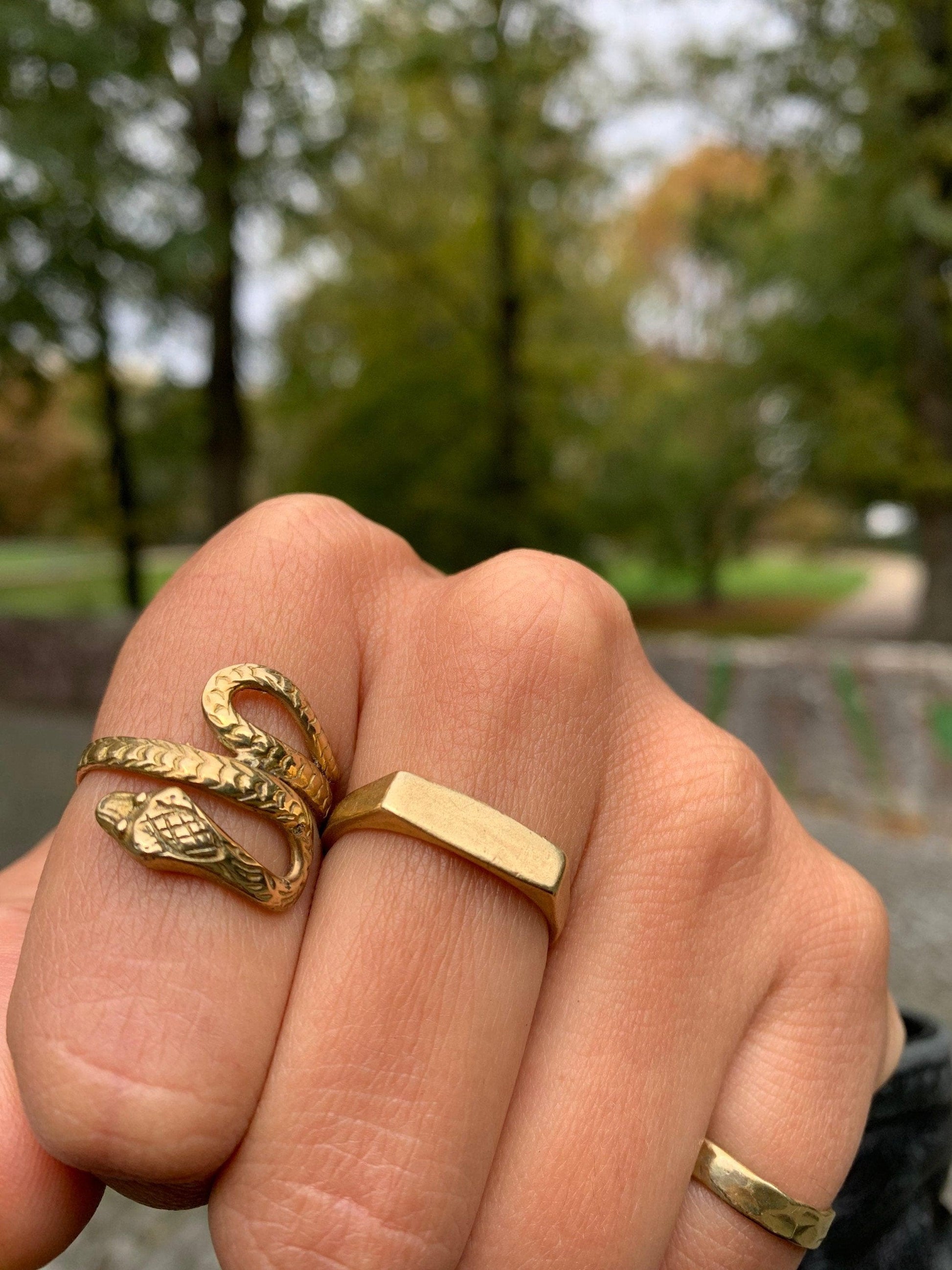 Messingring mit Schlange, Schlangenring - RA2