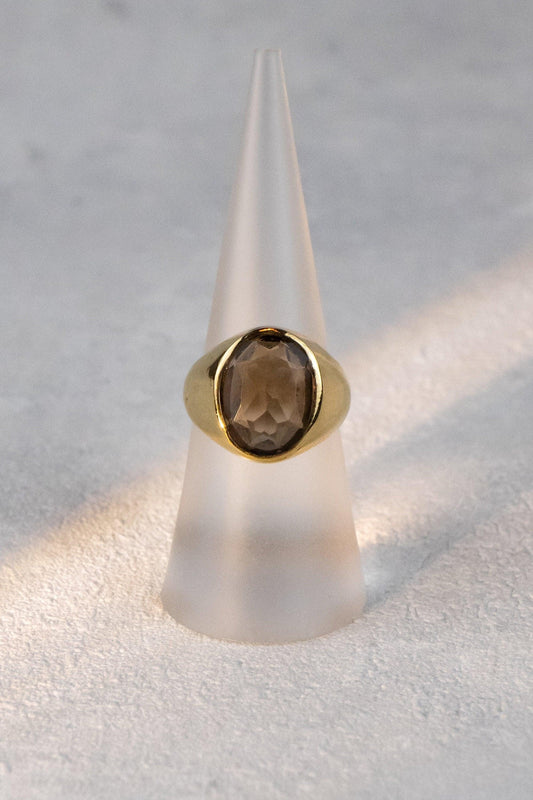 Siegelring mit großem Rauch Topaz, Ring mit Topaz, Unisex Ring RSL5 (top)