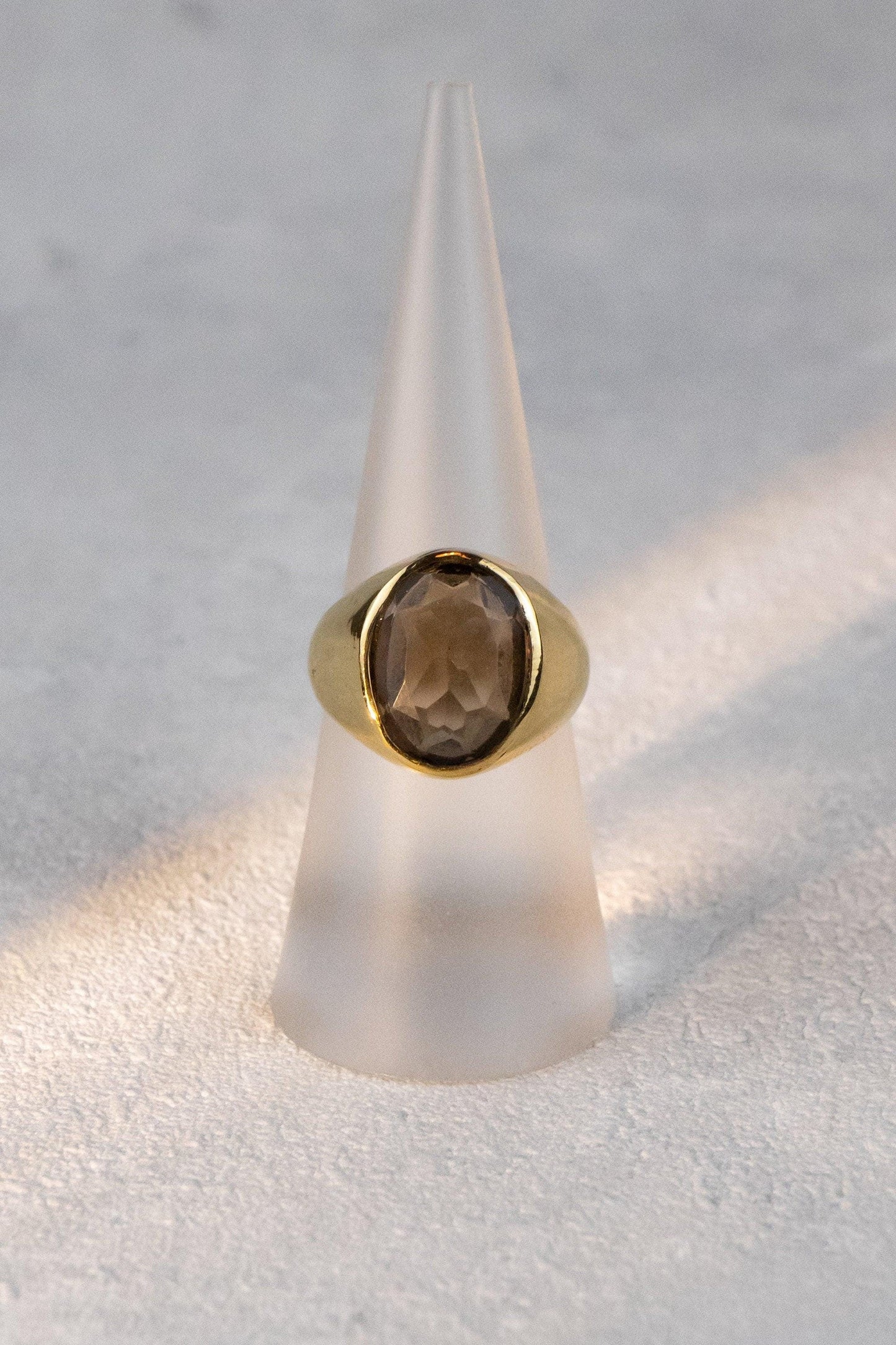 Siegelring mit großem Rauch Topaz, Ring mit Topaz, Unisex Ring RSL5 (top)