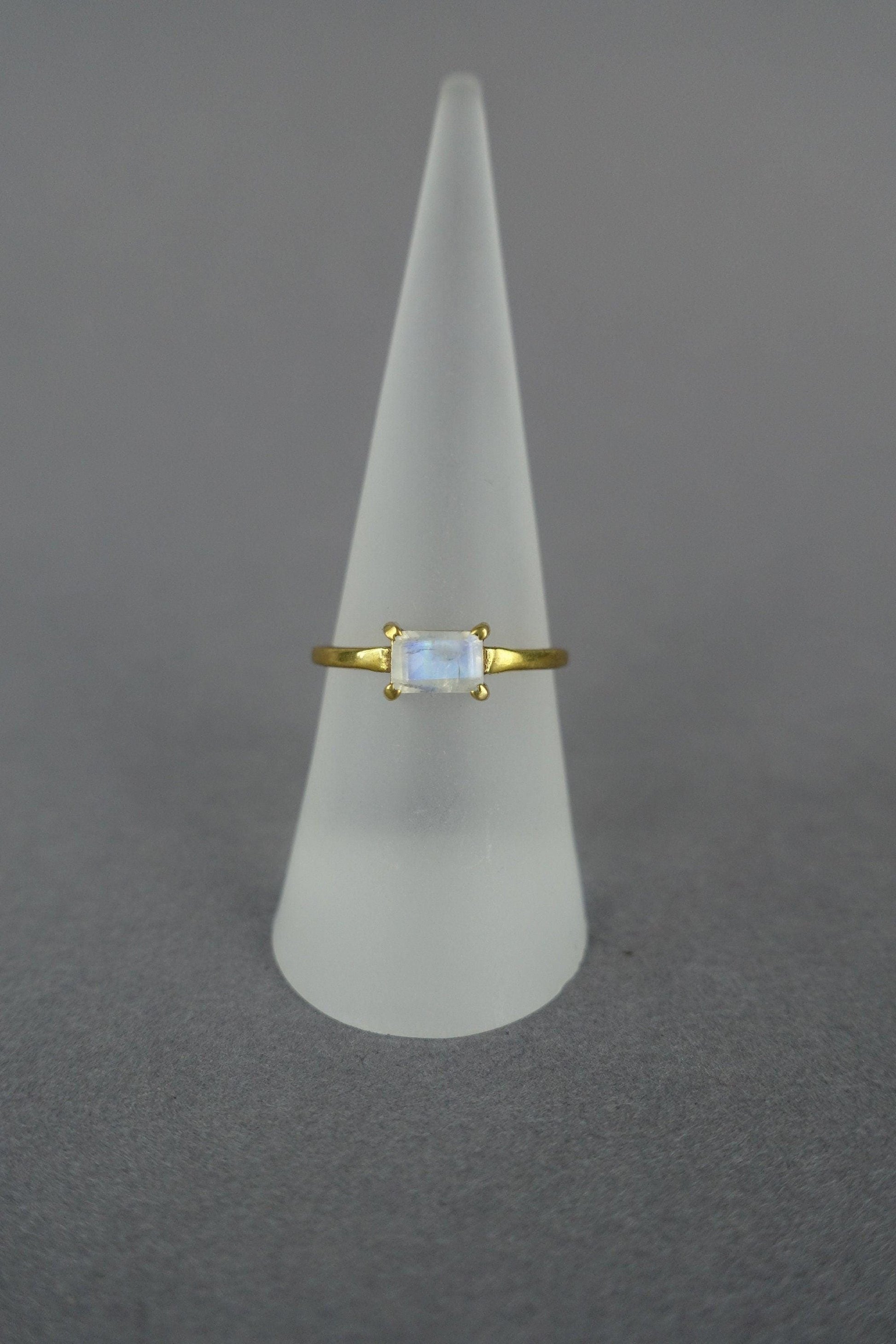 Mondsteinring aus Messing, Messingring, Echtsteinring, Handgemacht RSM13
