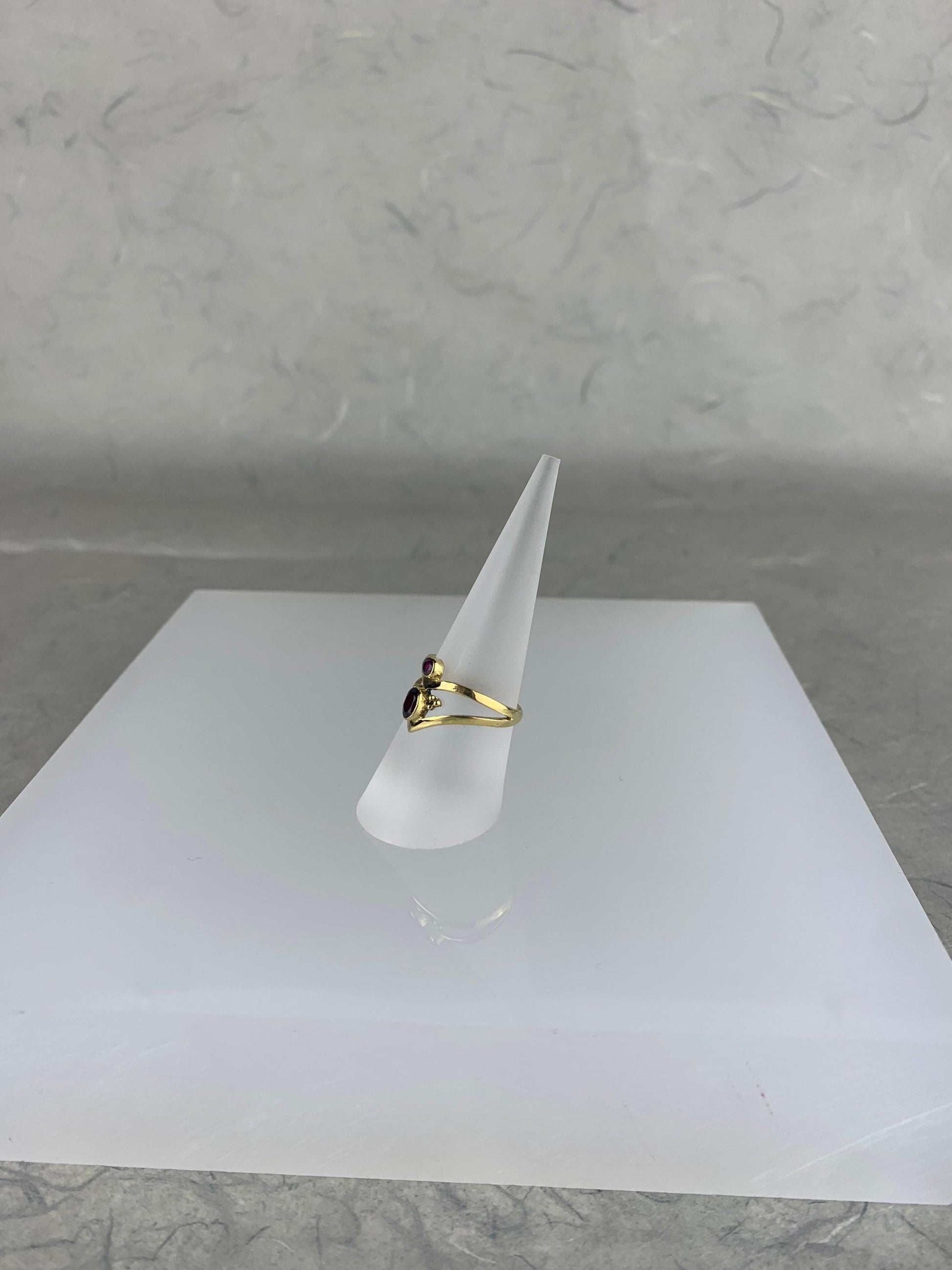 Messingring mit Granatstein, Edelsteinring, Messingring, Roter Granat - RSM9