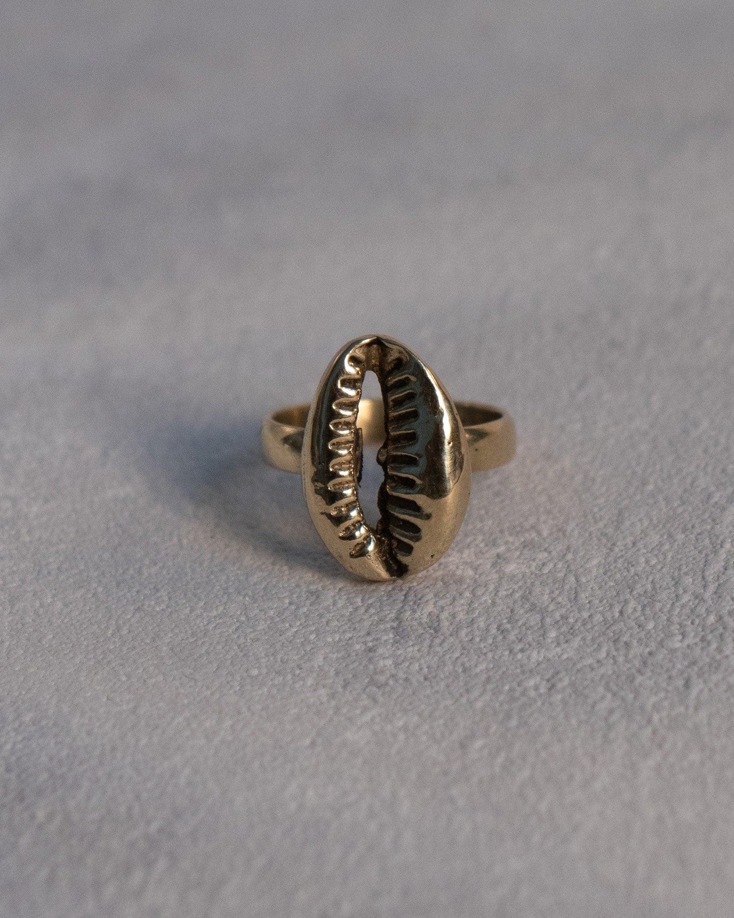 Goldener Ring mit Cori Muschel, Cori Muschel Messing Ring - RA3