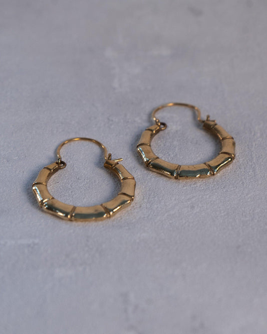 Bamboo Kreolen aus Messing, Messingohrringe, Besondere Kreolen