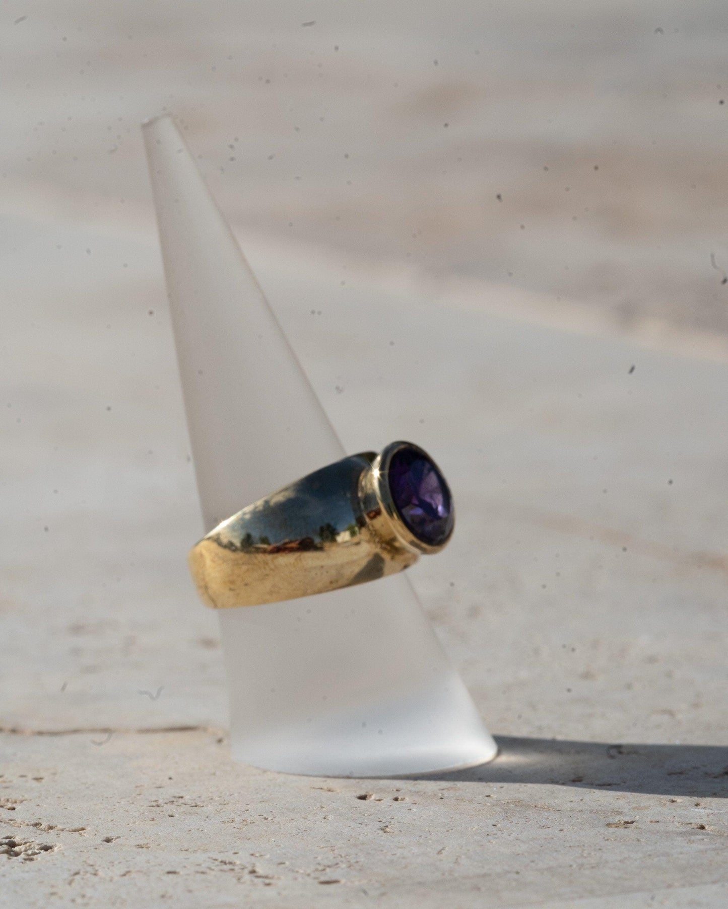 Chunky Amethyst Ring aus Messing - RSL7