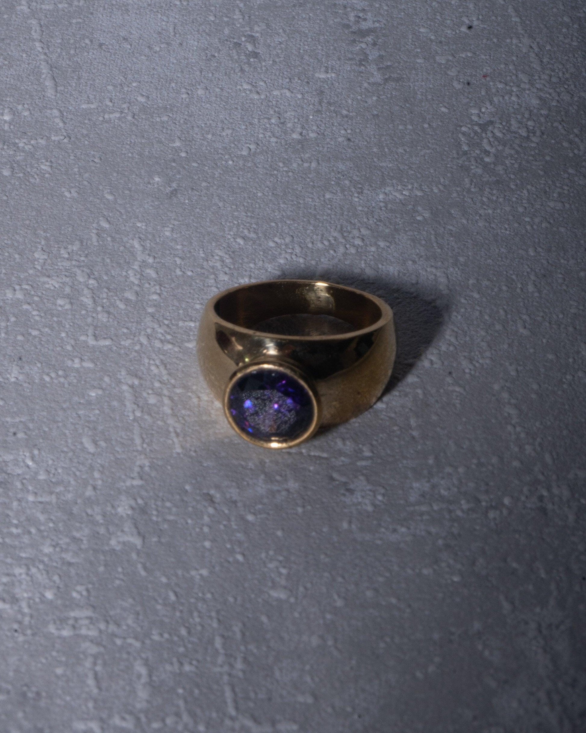 Chunky Amethyst Ring aus Messing - RSL7