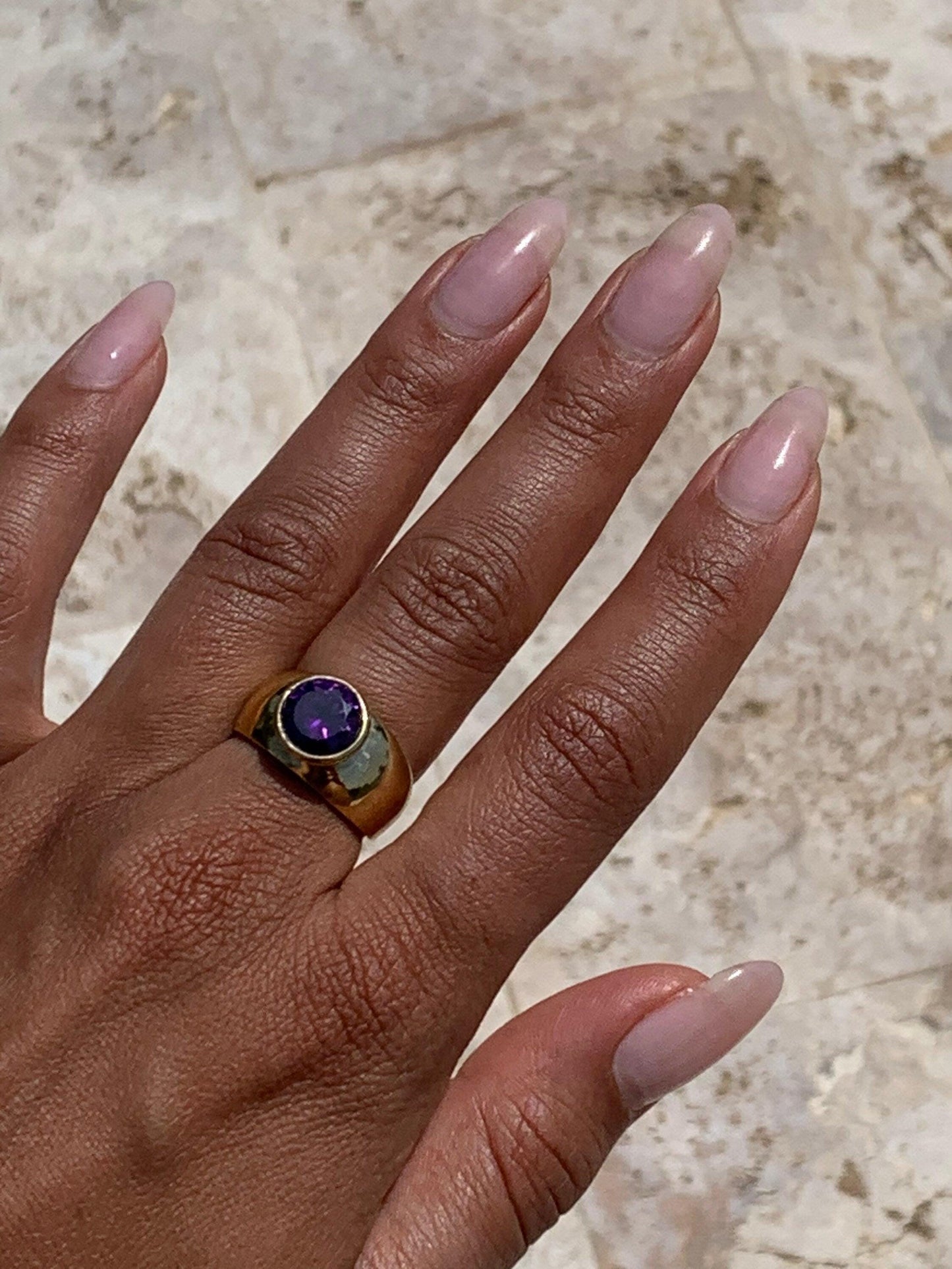 Chunky Amethyst Ring aus Messing - RSL7