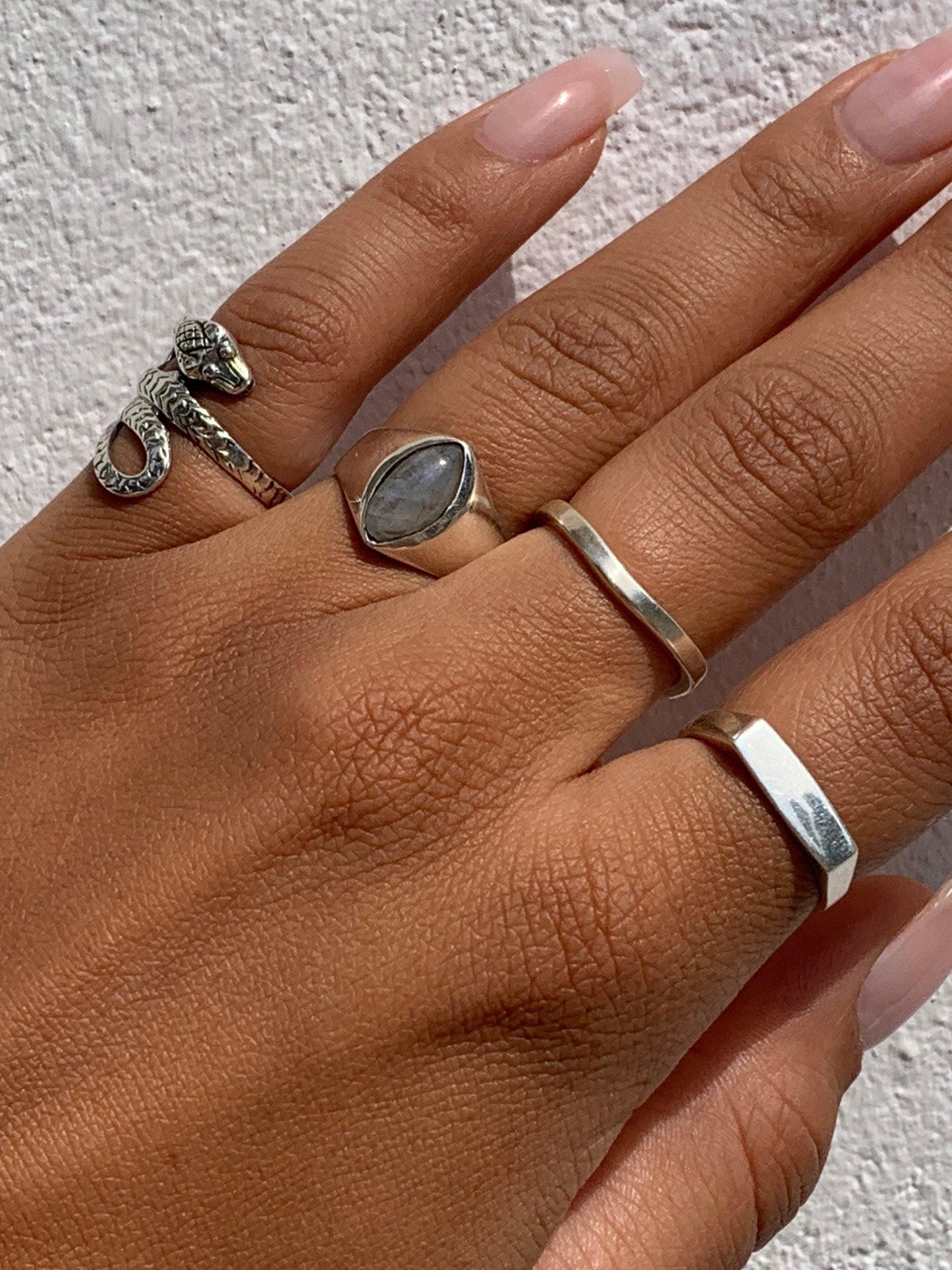 Minimalistischer, abgeflachter Silberring, 952 Sterling Silber