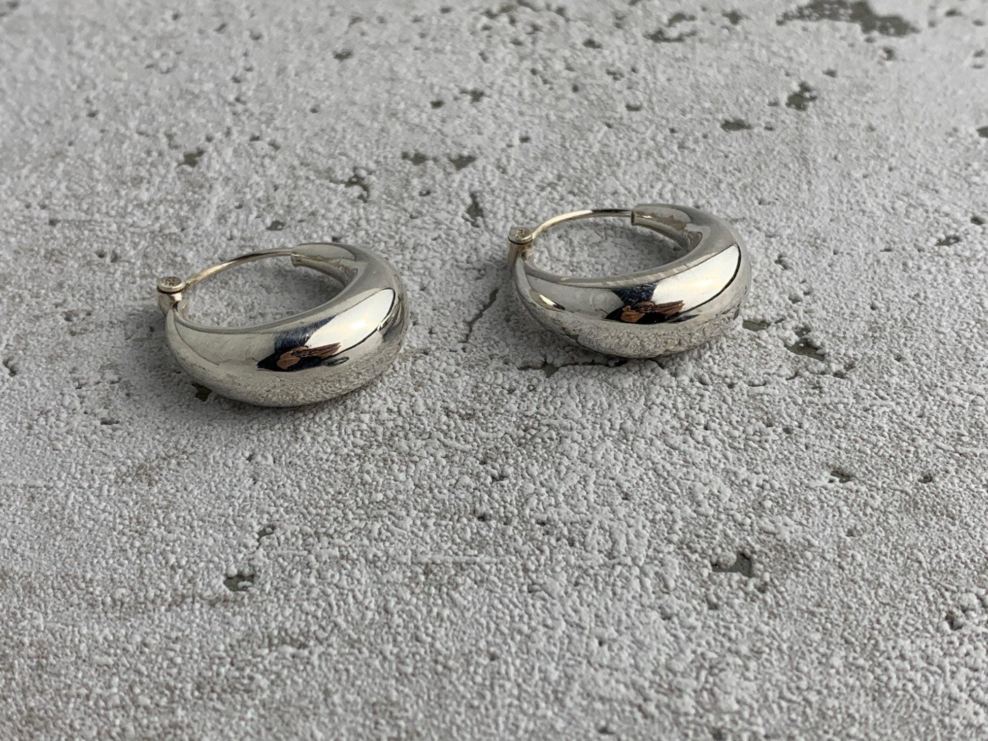 Kleine Chunky Creolen aus Silber, Creolen 925 Sterling Silber