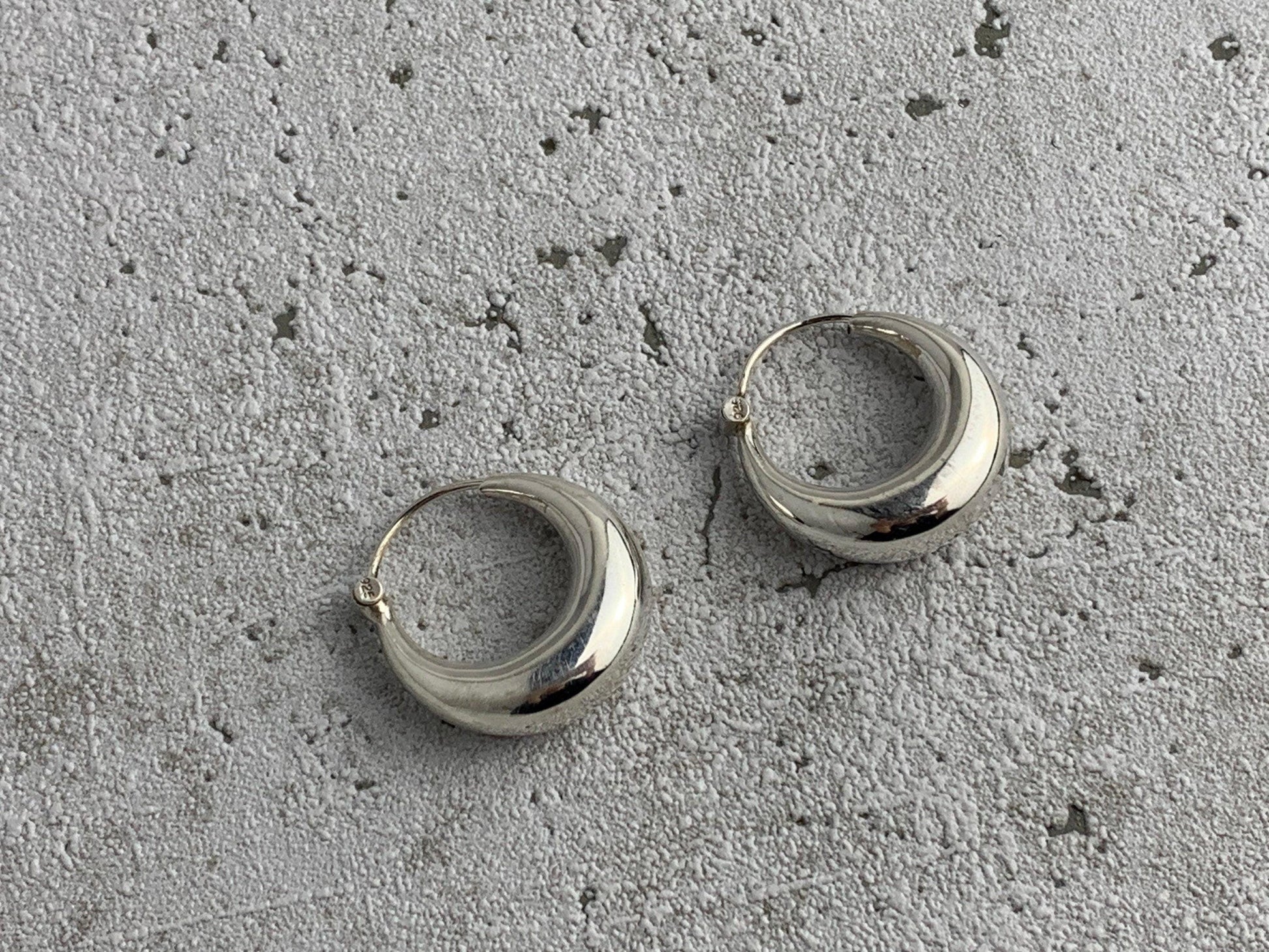 Kleine Chunky Creolen aus Silber, Creolen 925 Sterling Silber