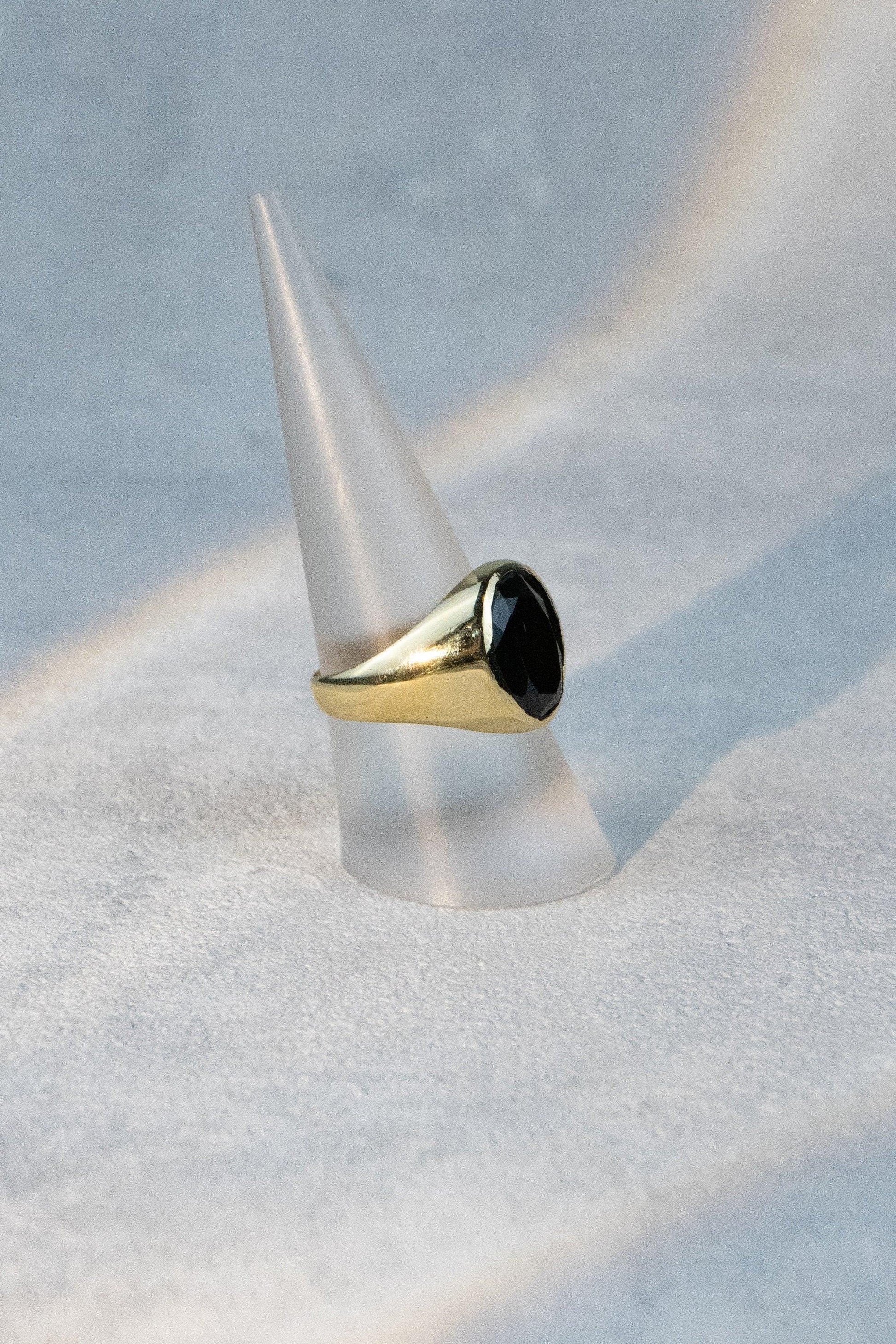 Siegelring, Schwarzer Onyx, Unisex Ring - RSL5 (ony)