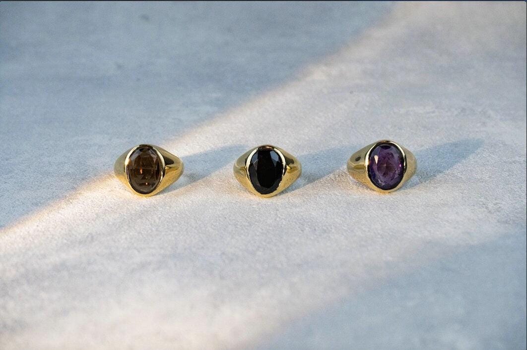 Siegelring, Schwarzer Onyx, Unisex Ring - RSL5 (ony)