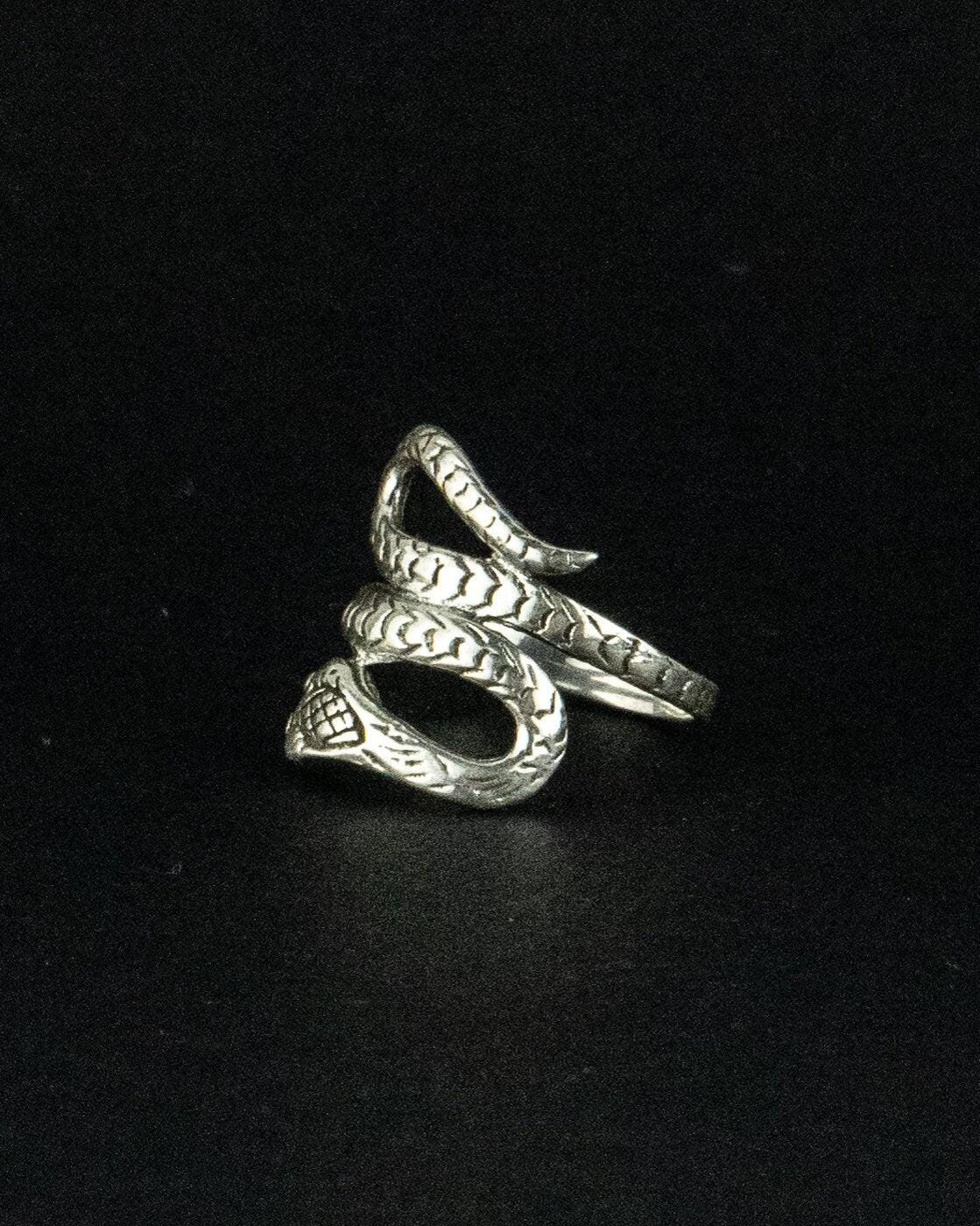 925 Serling Silber Schlangenring , Echter Silberring mit Schlange