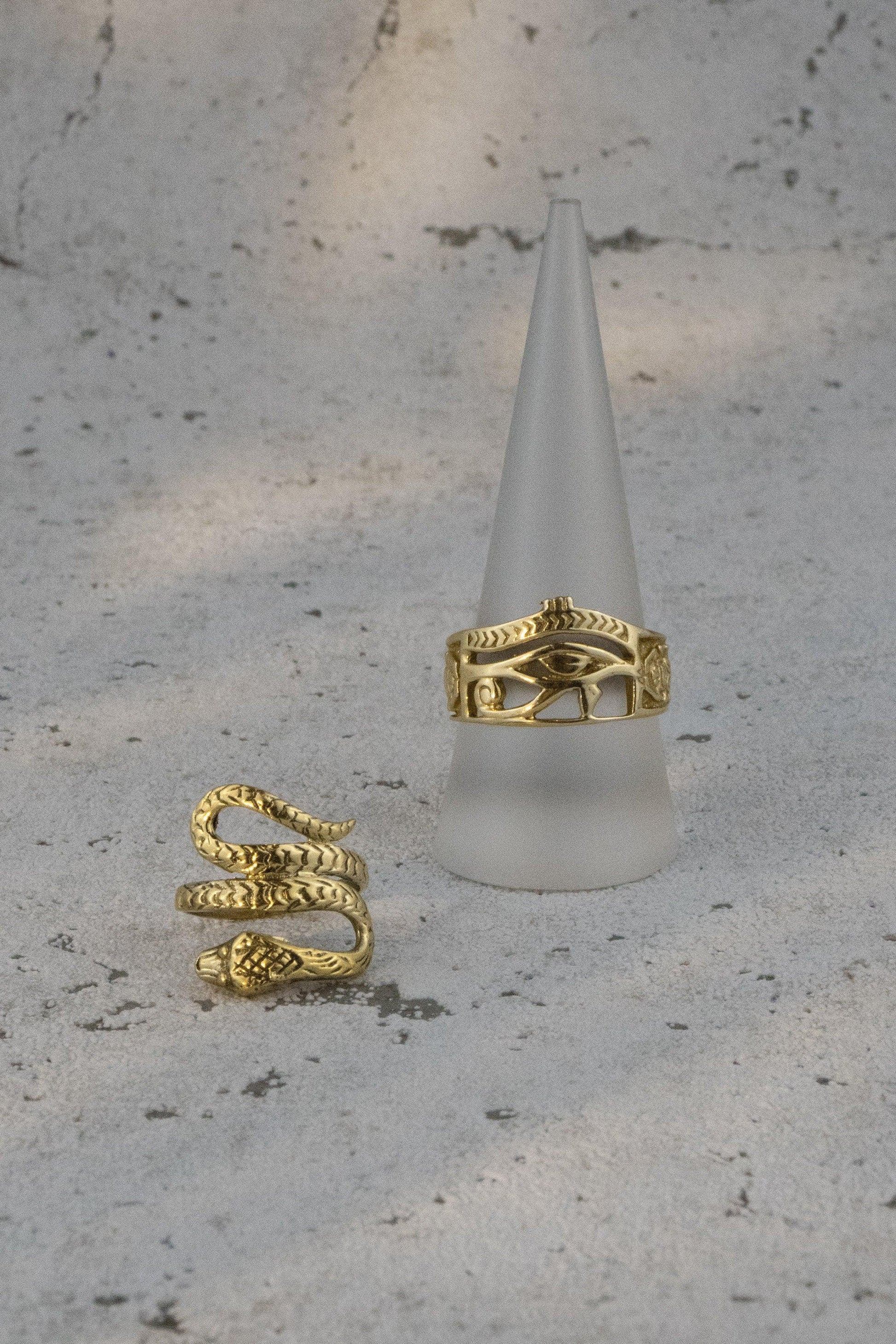 Messingring mit Schlange, Schlangenring - RA2