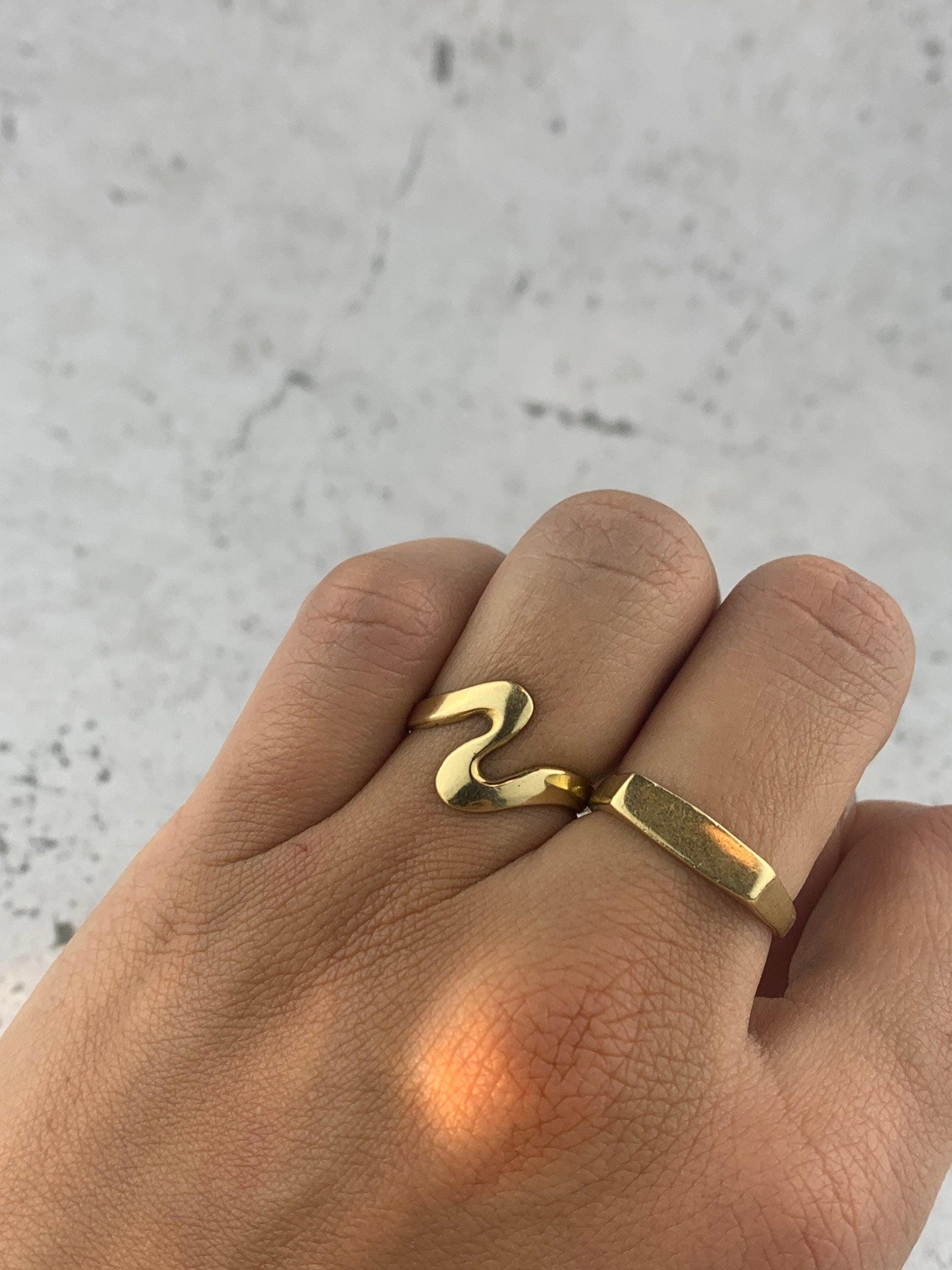 Wellenförmiger Messingring, schlichter Ring, minimalistischer Ring - RB9