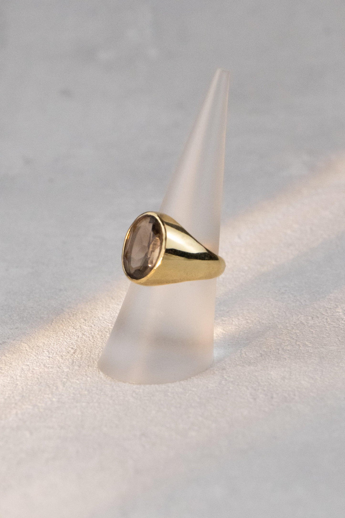 Siegelring mit großem Rauch Topaz, Ring mit Topaz, Unisex Ring RSL5 (top)