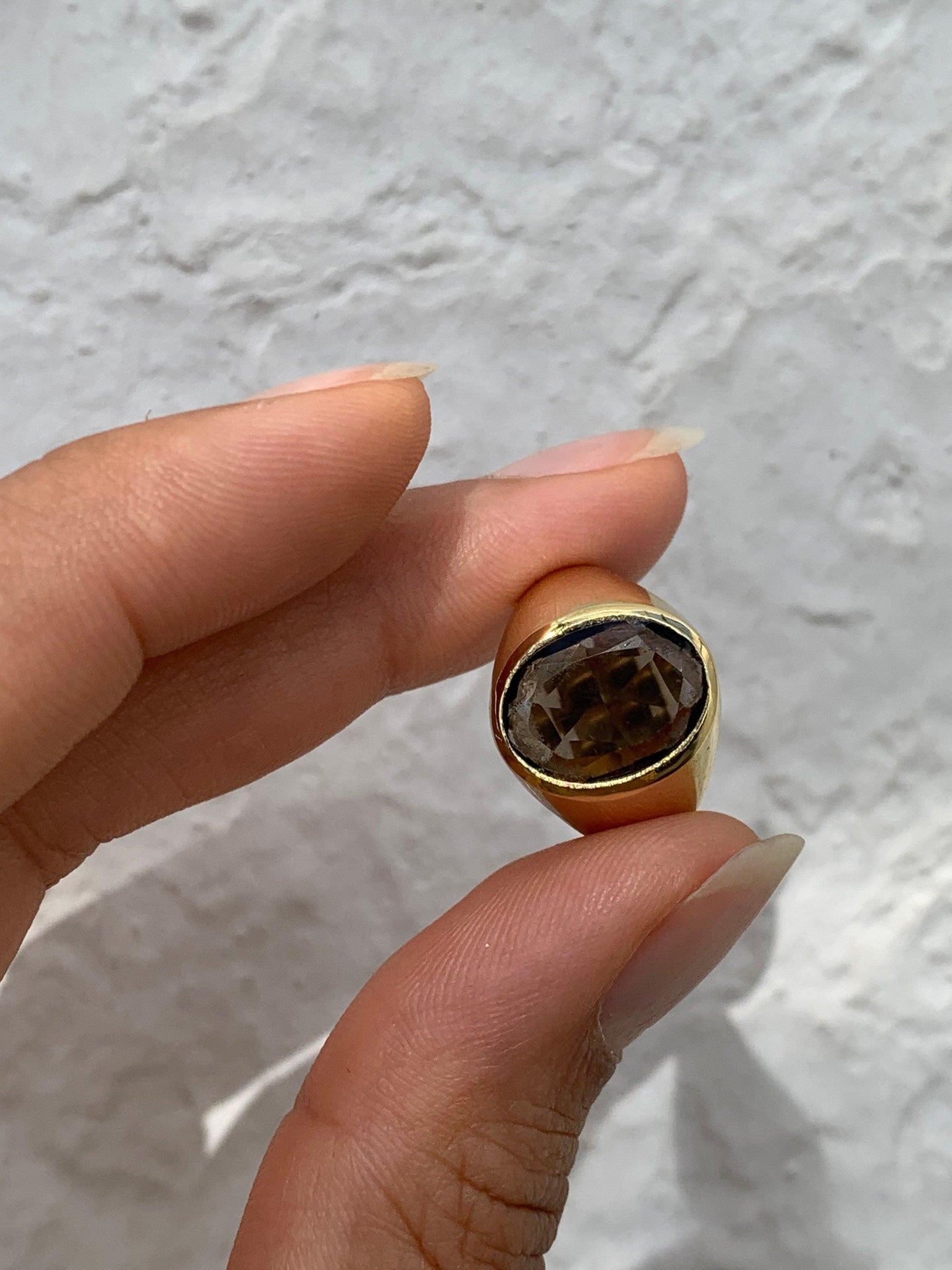 Siegelring mit großem Rauch Topaz, Ring mit Topaz, Unisex Ring RSL5 (top)