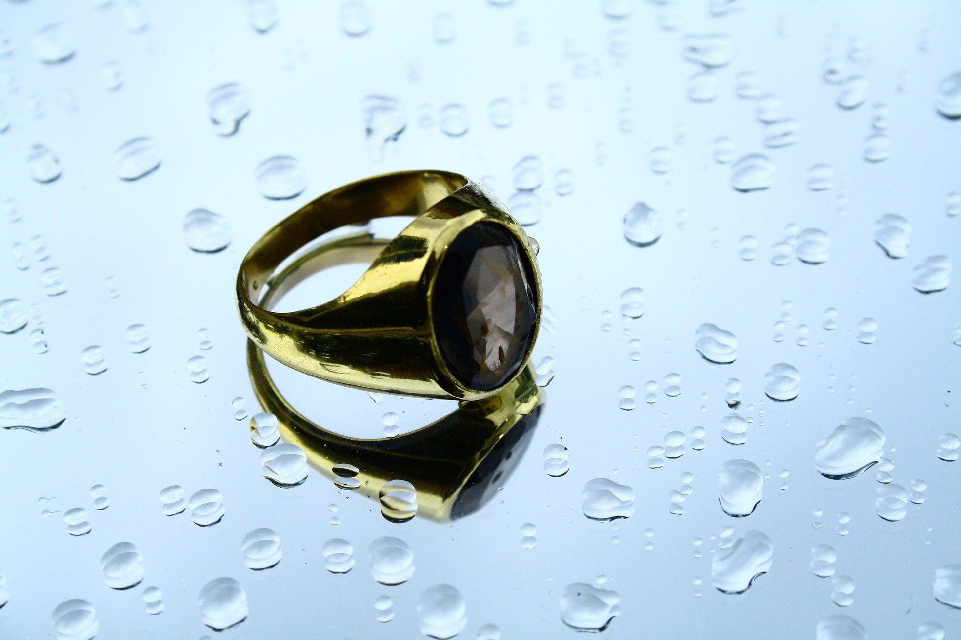 Siegelring mit großem Rauch Topaz, Ring mit Topaz, Unisex Ring RSL5 (top)