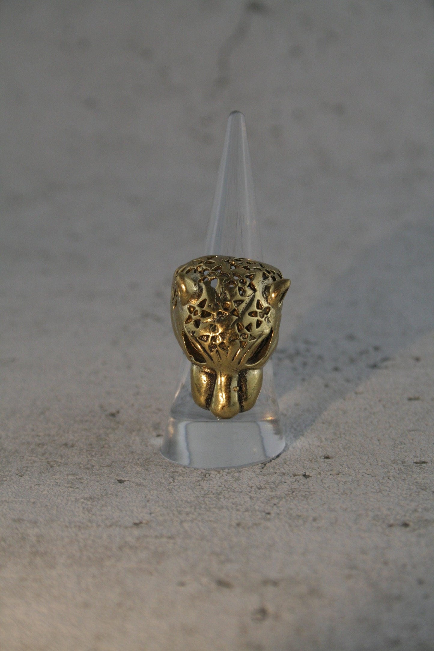 Dicker Gepardenkopf Ring, Großer Messingring, Statementring - RA4
