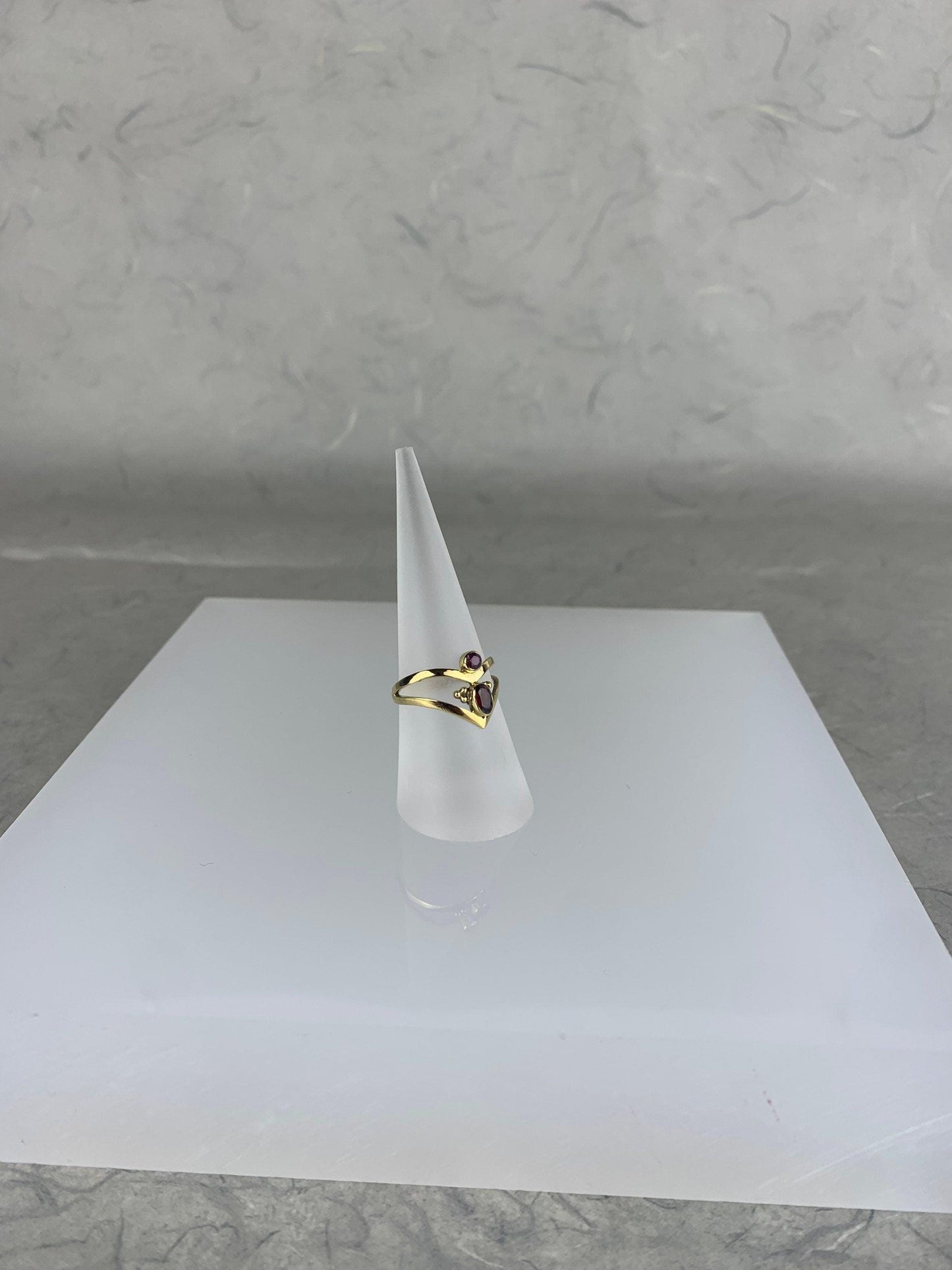 Messingring mit Granatstein, Edelsteinring, Messingring, Roter Granat - RSM9