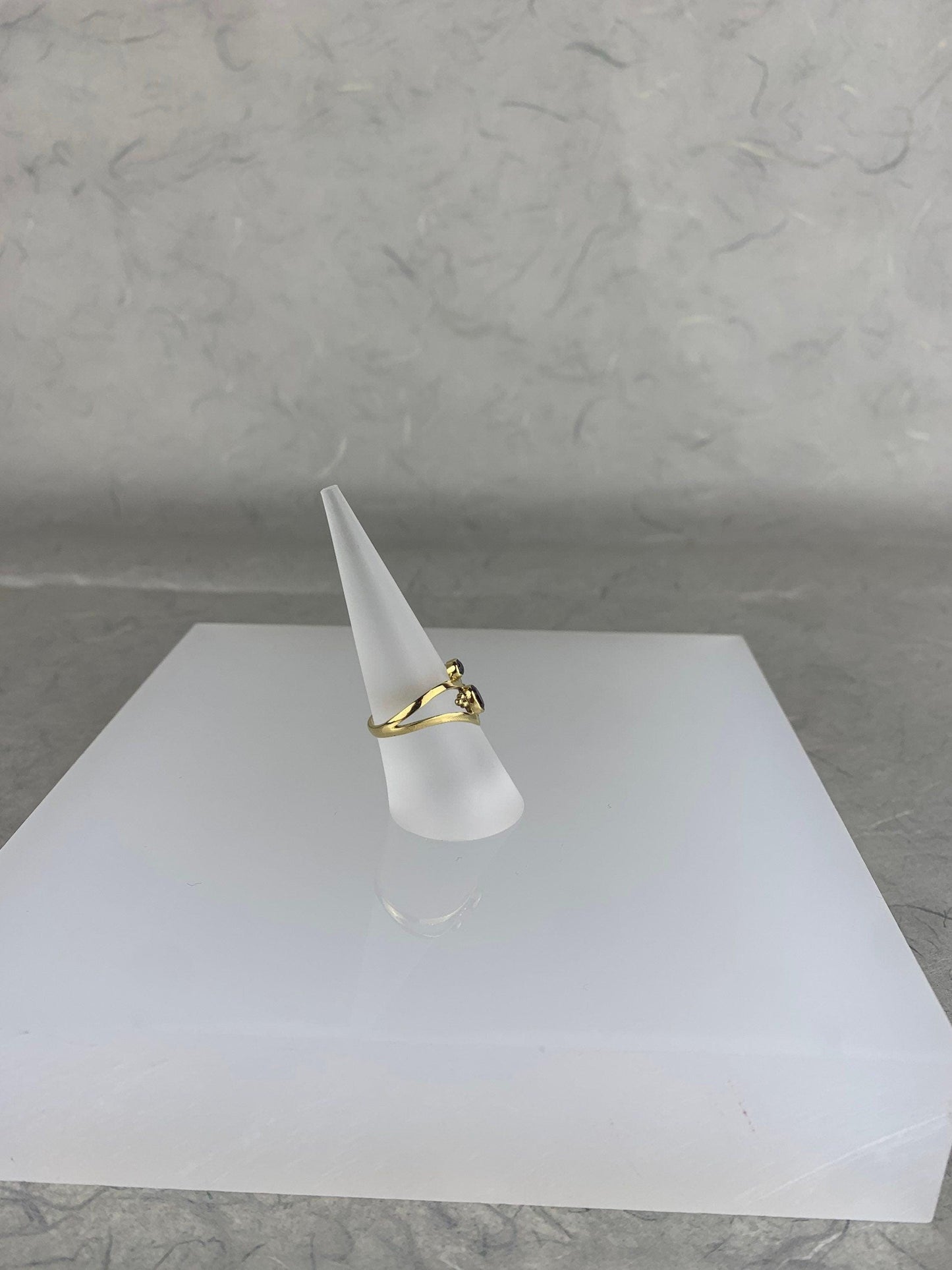 Messingring mit Granatstein, Edelsteinring, Messingring, Roter Granat - RSM9