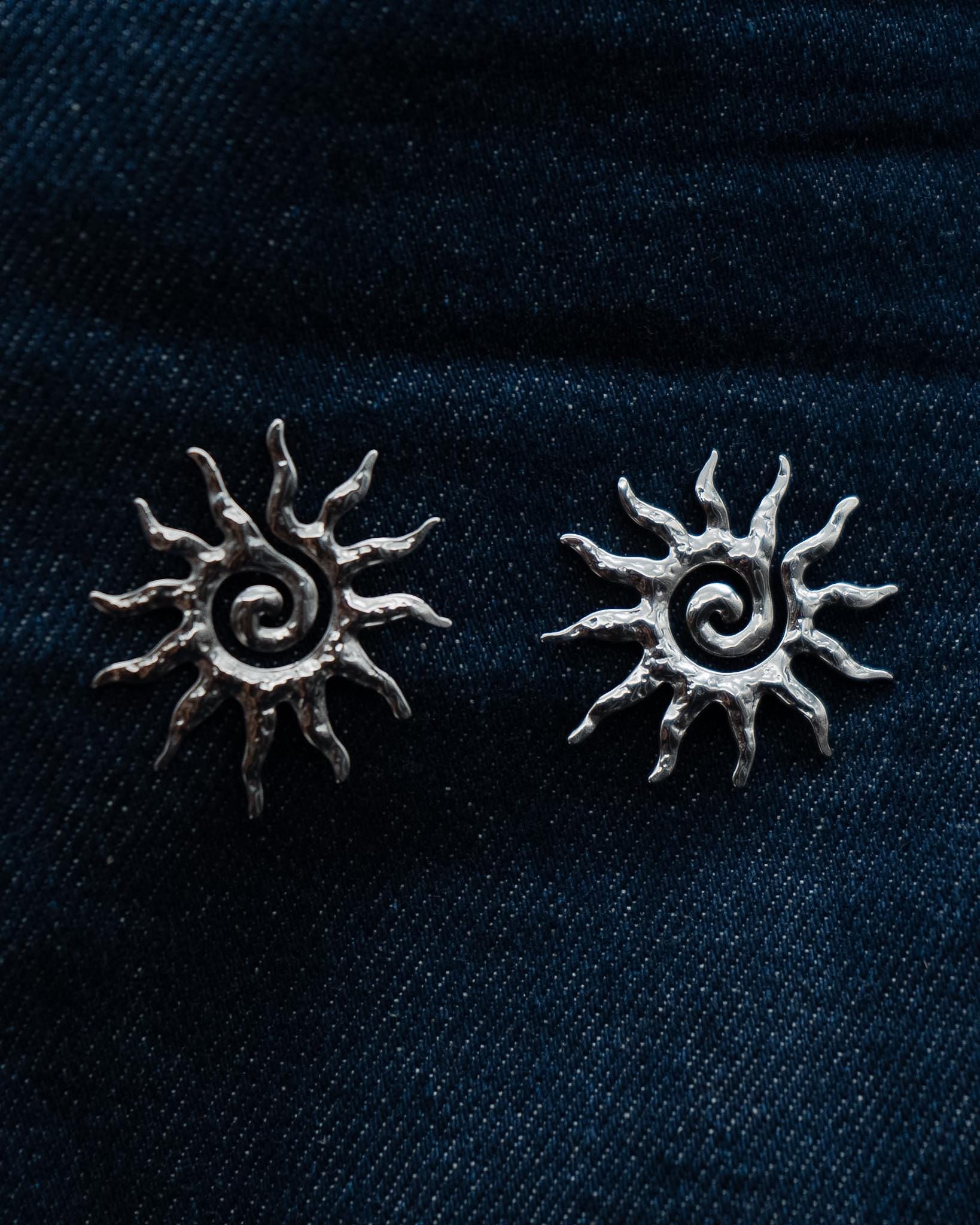 Sun Earrings Silver, Stainless Steel Sun Hoops, Lightweight Statement Earrings, Elegant Silver Earrings, Minimalist Waterproof Jewelry Gift