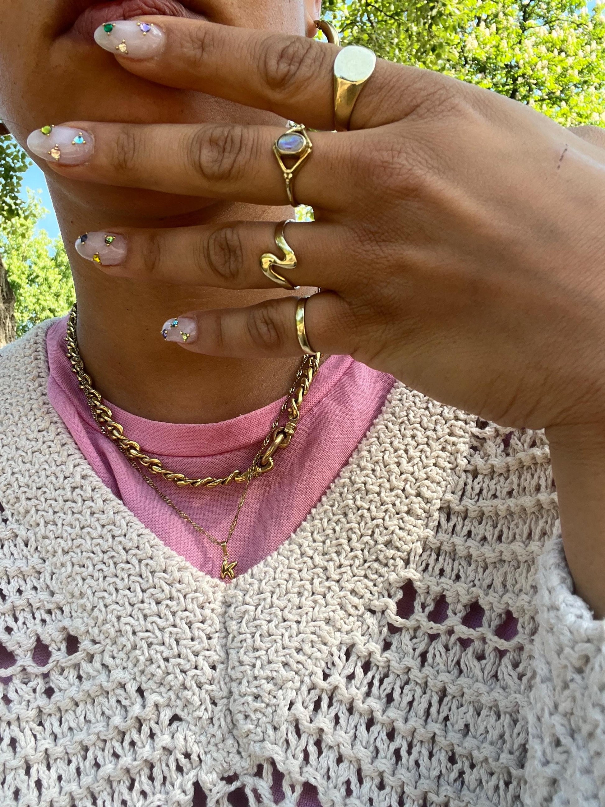 Mondstein Ring Messing, Geometrischer Statement Ring, Goldener Boho Ring, Feiner Kristall Schmuck Damen, Edler Blauschimmernder Ring - RSM14