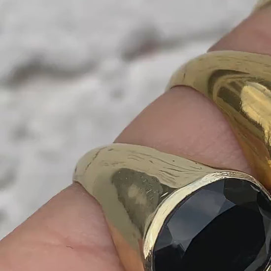 Siegelring, Schwarzer Onyx, Unisex Ring - RSL5_ony