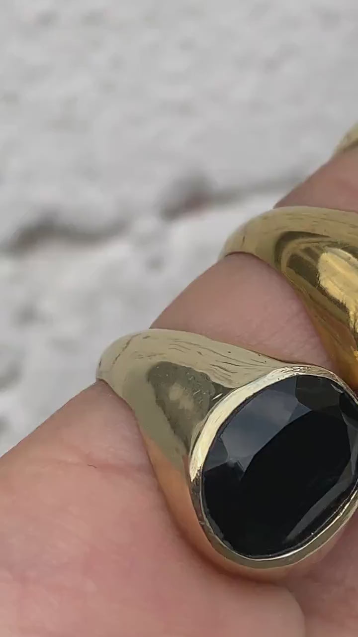 Siegelring, Schwarzer Onyx, Unisex Ring - RSL5_ony