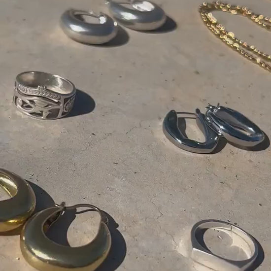 Große goldene hängende Ohrringe, vergoldet aus Edelstahl - EL1