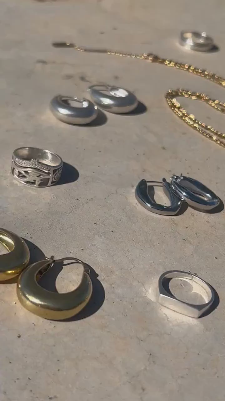 Große goldene hängende Ohrringe, vergoldet aus Edelstahl - EL1