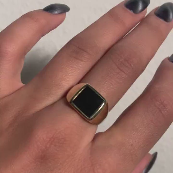 Ring mit quadratischem Onyx als Schmuckstein - Unisex - RSL6