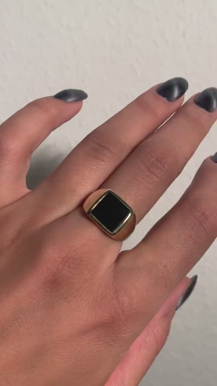 Ring mit quadratischem Onyx als Schmuckstein - Unisex - RSL6