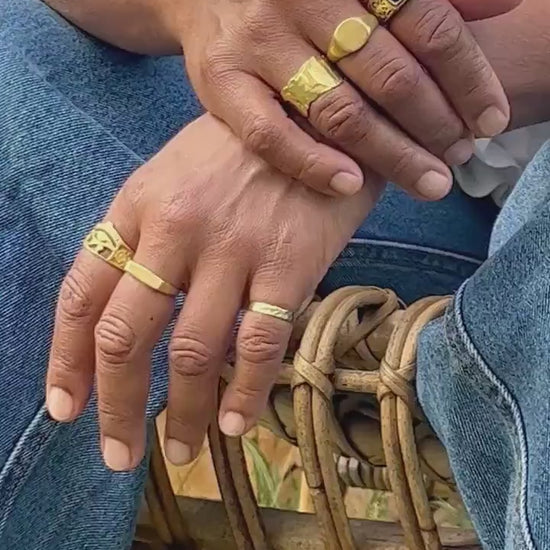 Symbolring mit Horusauge, Ankh & Skarabäus – Messing | Feine Handarbeit | Unisex - RA10_HO