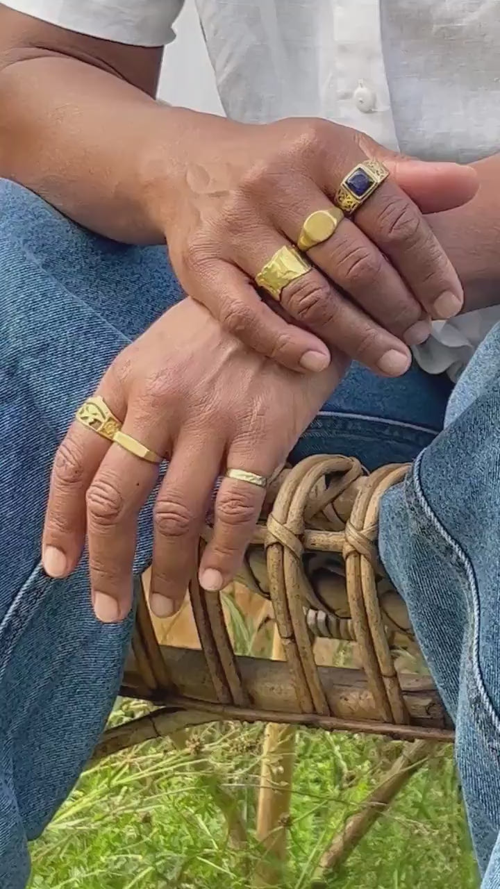 Symbolring mit Horusauge, Ankh & Skarabäus – Messing | Feine Handarbeit | Unisex - RA10_HO