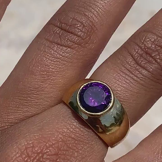 Chunky Amethyst Ring aus Messing - RSL7